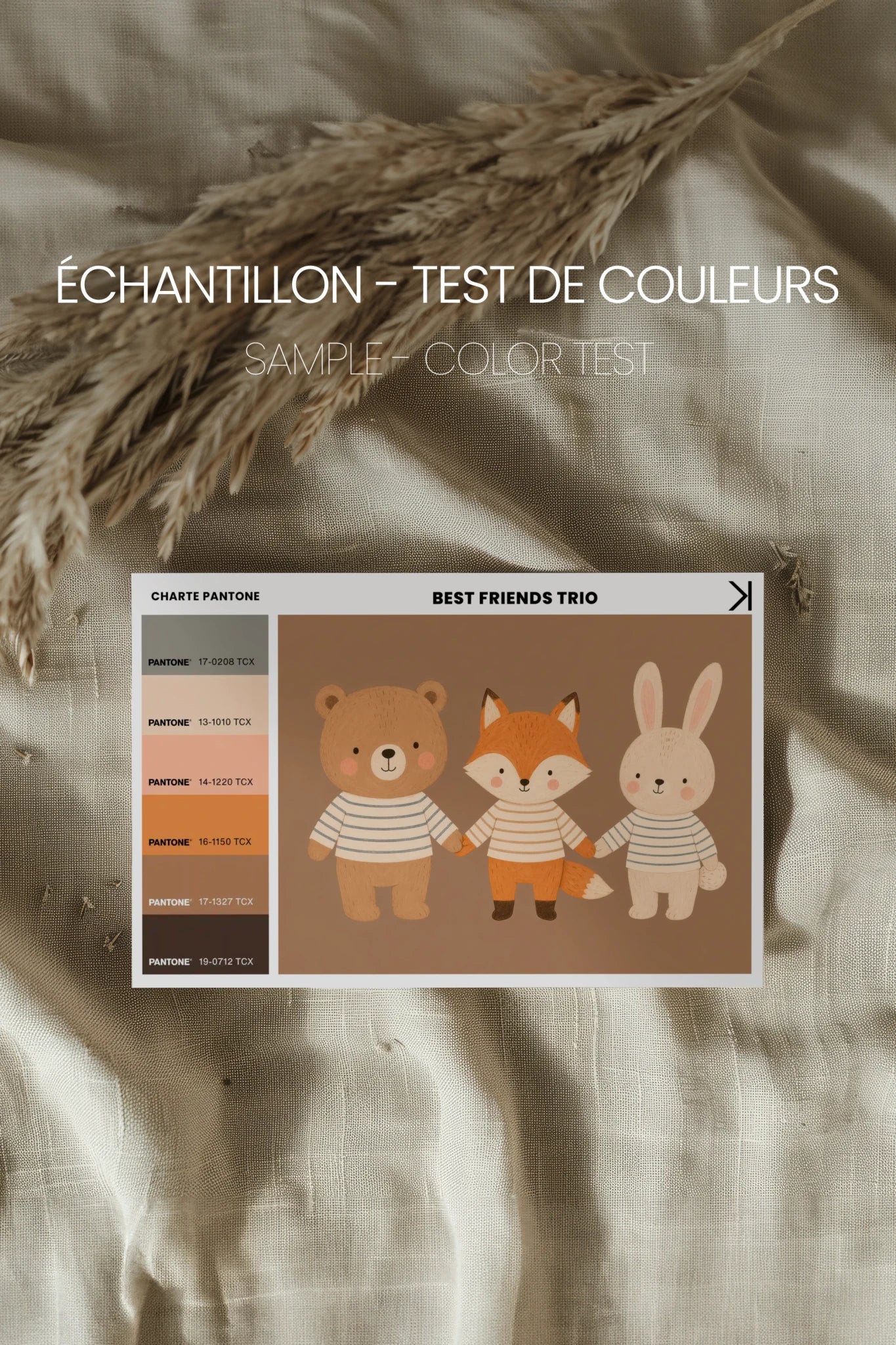 BEST FRIENDS TRIO, Oeuvre sur toile rigide, encadré Naturel Clair
