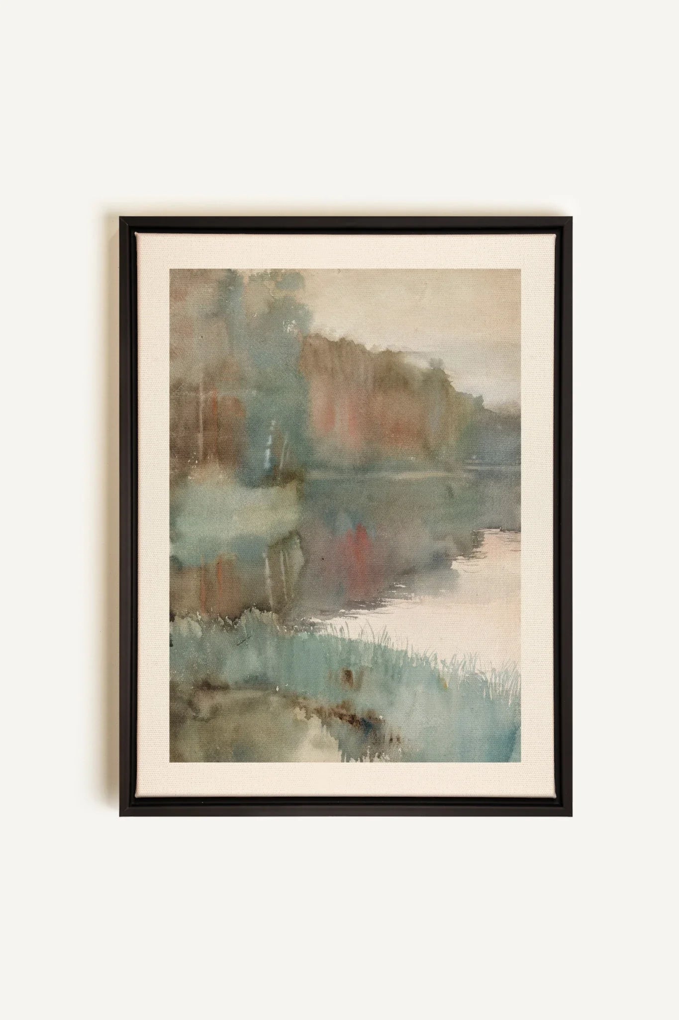 ÉCHO DU LAC, Oeuvre sur toile étirée, encadré Noir