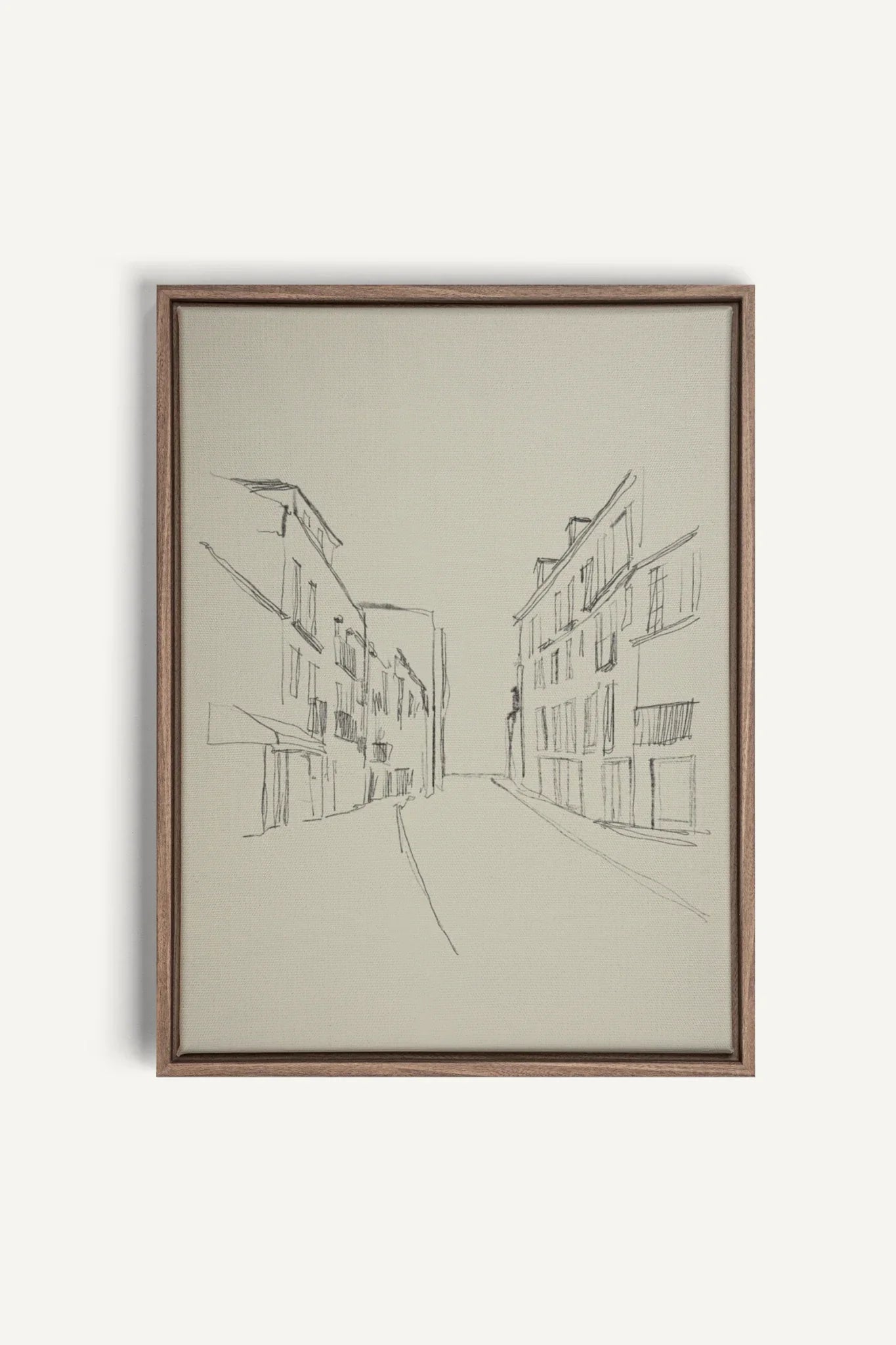OLEKA CANVAS - ESQUISSE URBAINE, Oeuvre sur toile étirée, encadré Brun Chêne