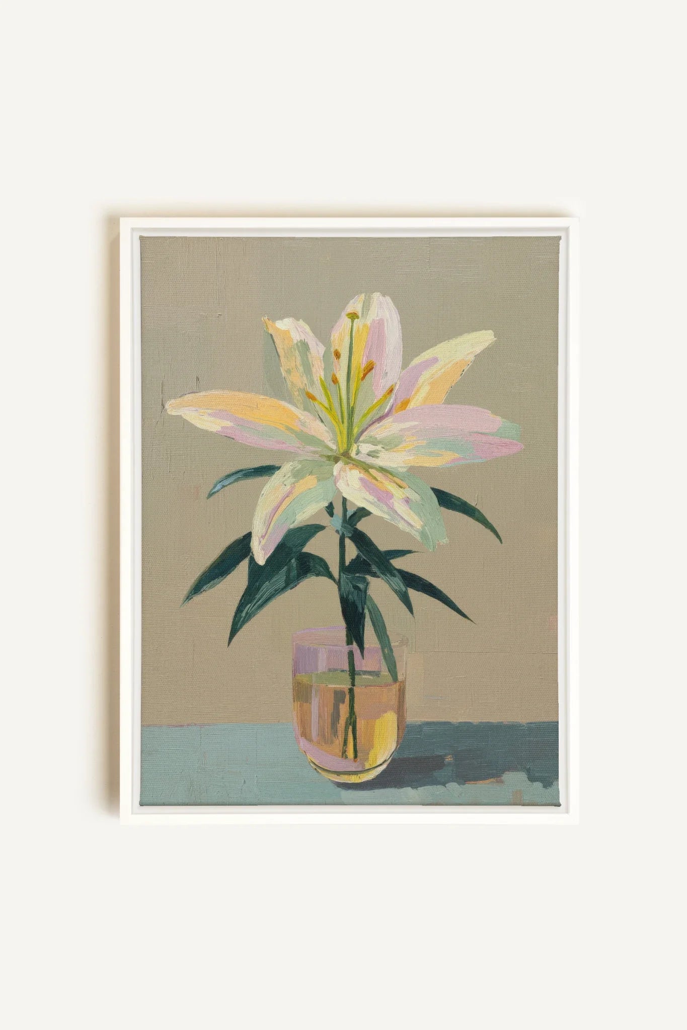 ETERNAL LILY, Oeuvre sur toile étirée, encadré Blanc