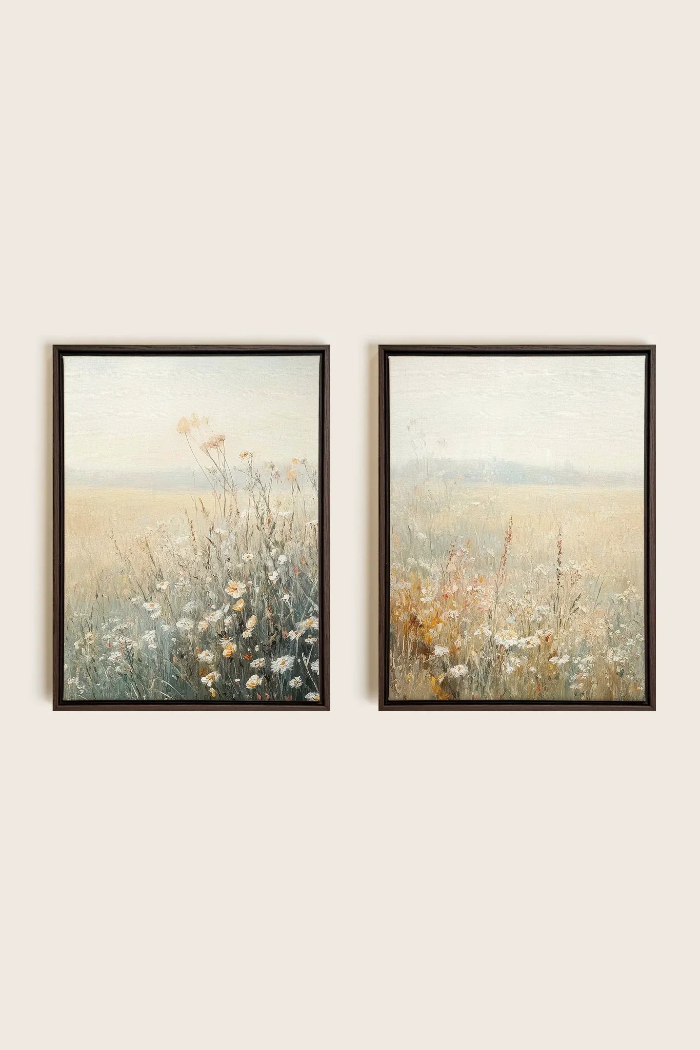 OLEKA CANVAS - FIELD OF GRACE, 2 Oeuvres sur toile étirée, encadré Brun Noyer