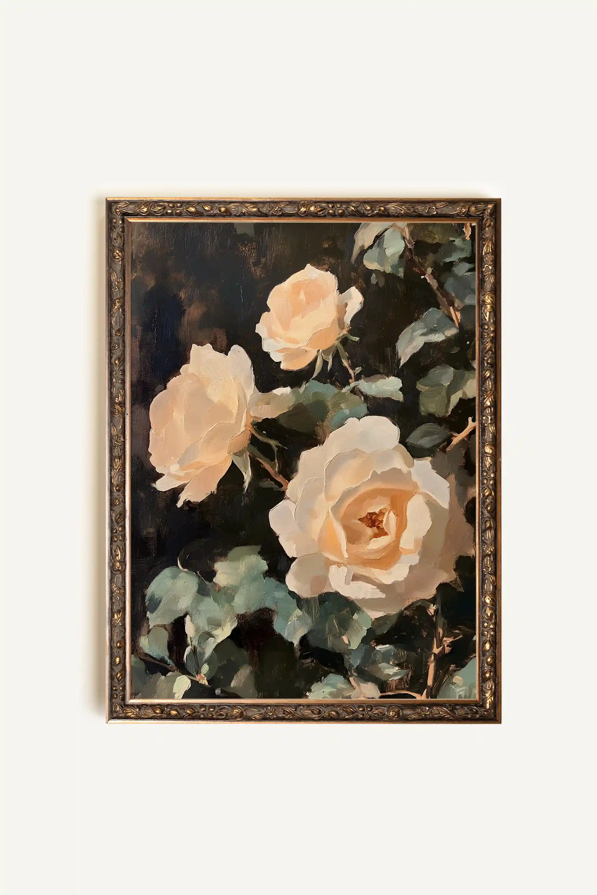 FLEUR DE VELOURS, Oeuvre sur toile rigide, encadré Vintage Bronze