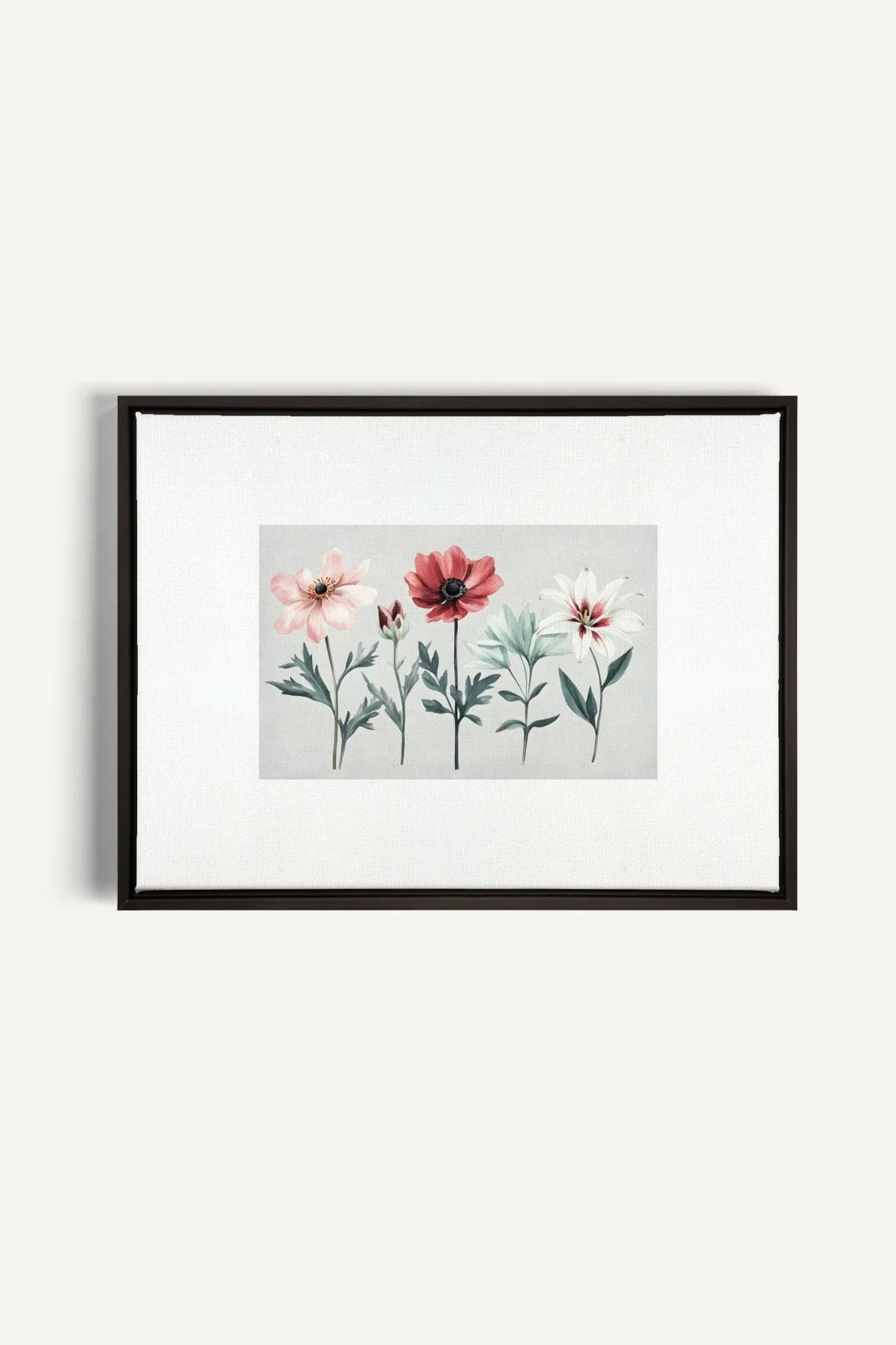 OLEKA CANVAS - FLEURS DE SAISON, Oeuvre sur toile étirée, encadré Noir