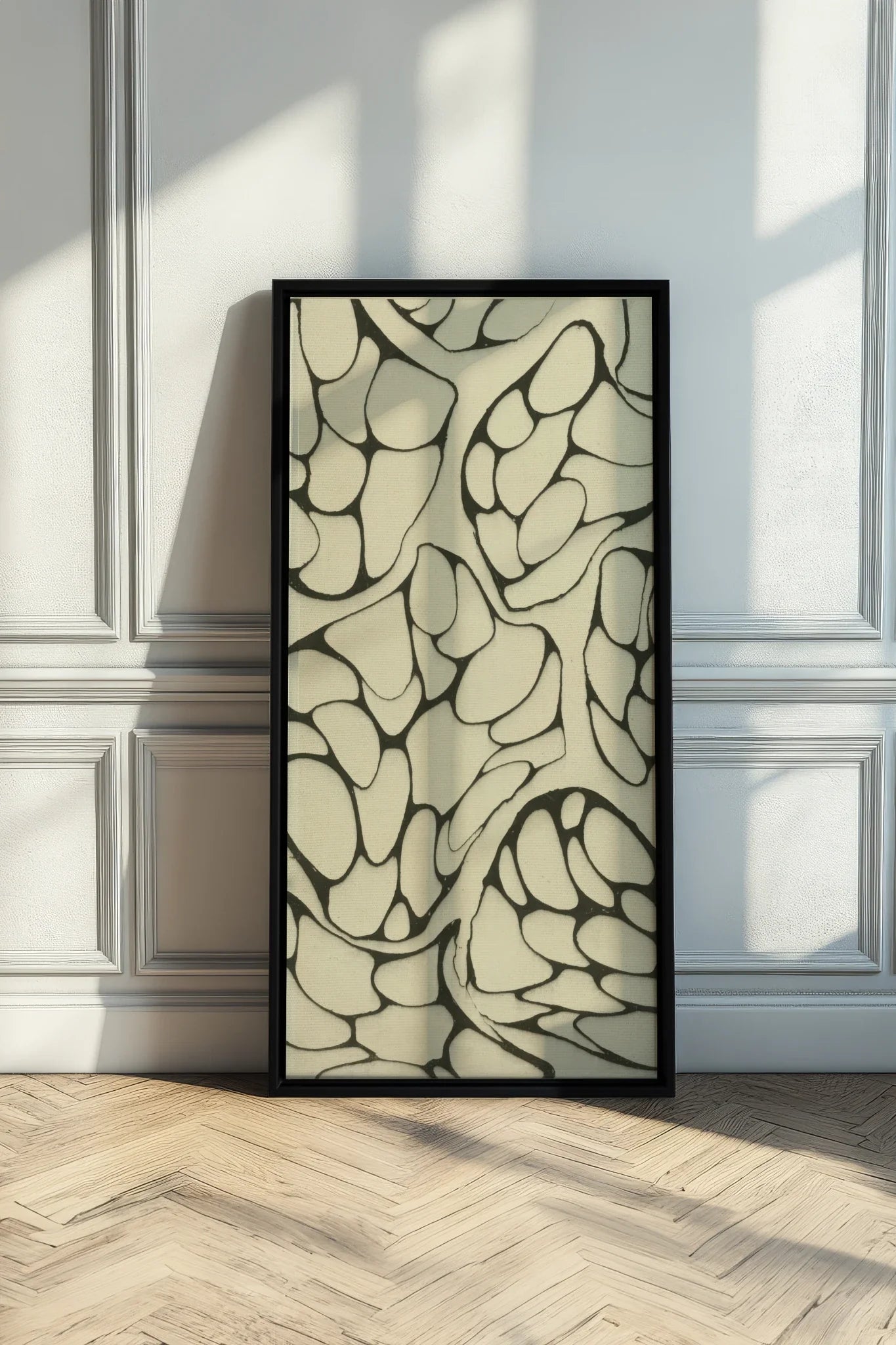 FORMES MINÉRALES, Oeuvre sur toile étirée, encadré Noir