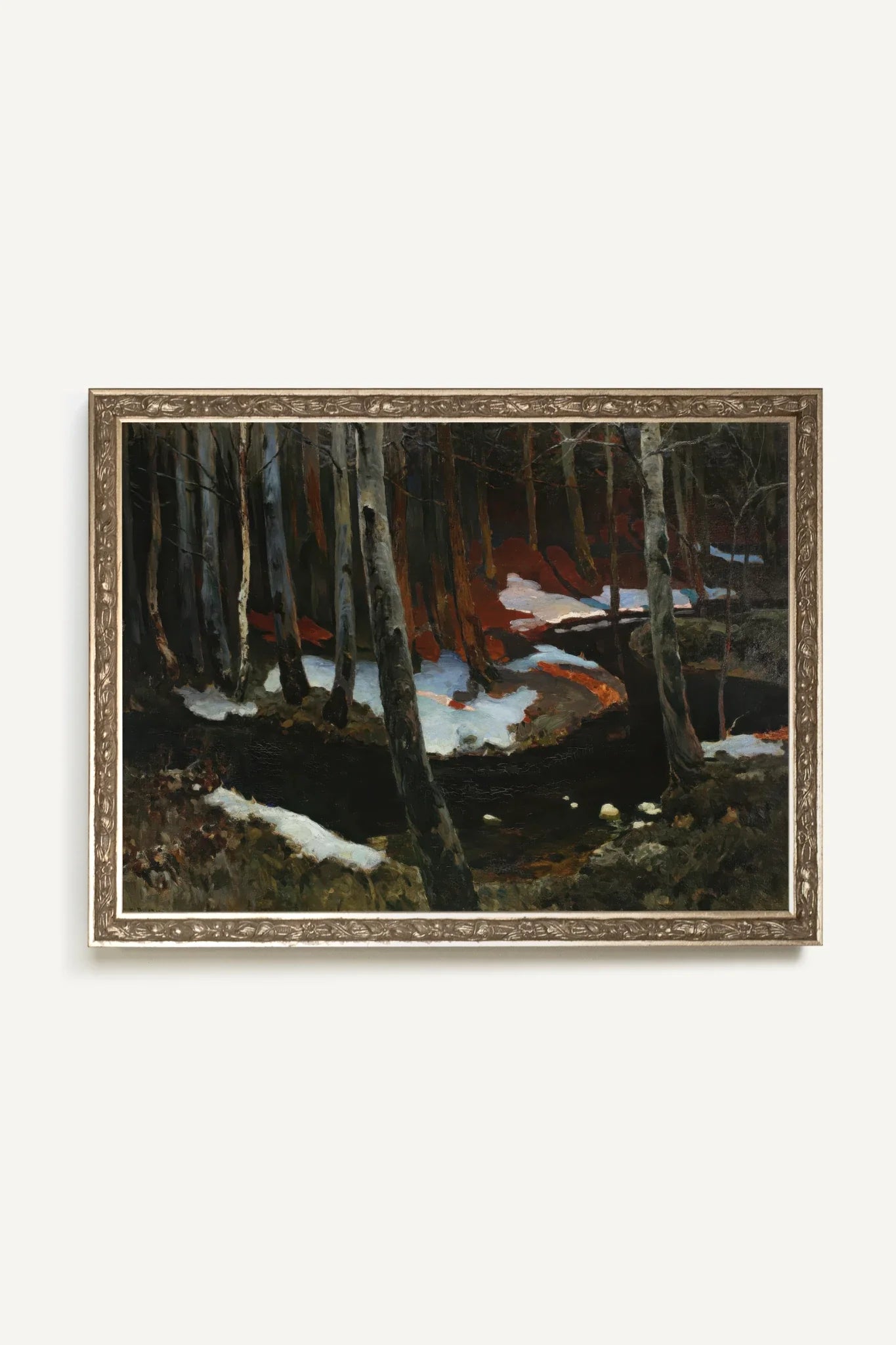 FROZEN AMBER, Work on canvas, framed Vintage Silver