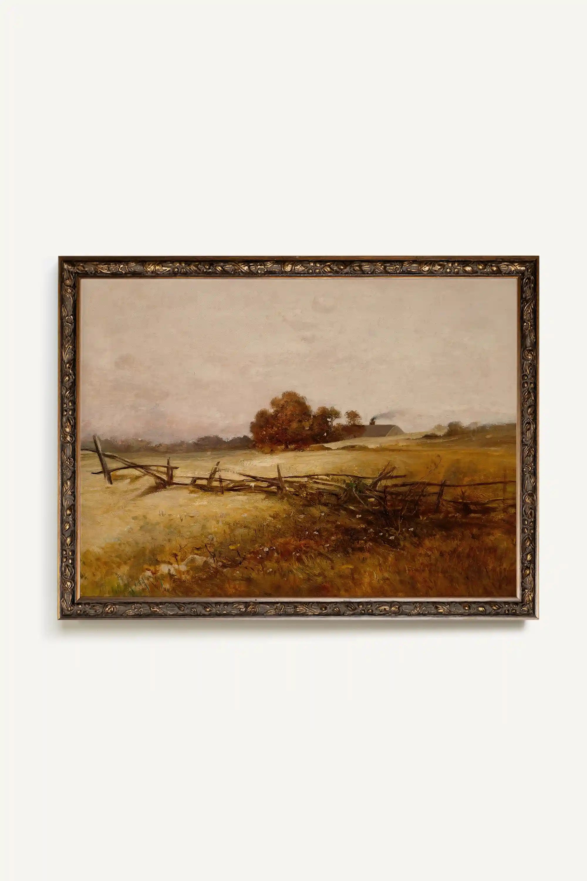 GOLDEN FIELDS, Artwork on stretched canvas, framed Vintage Bronze