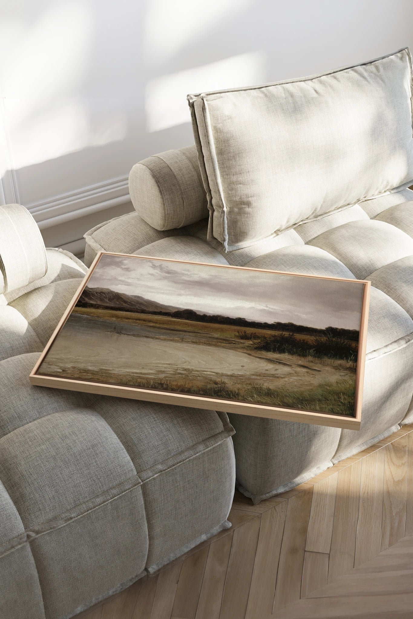 GREY MEADOW, Oeuvre sur toile étirée, encadré Naturel Clair