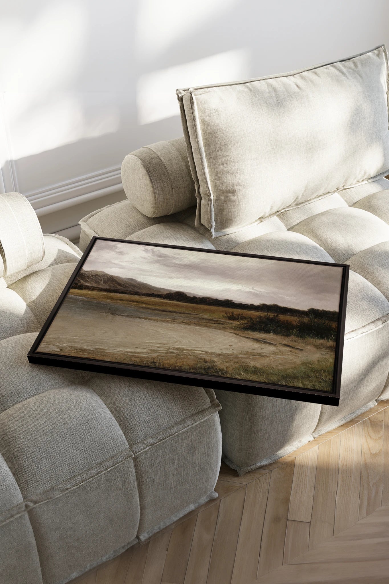 GREY MEADOW, Oeuvre sur toile étirée, encadré Noir