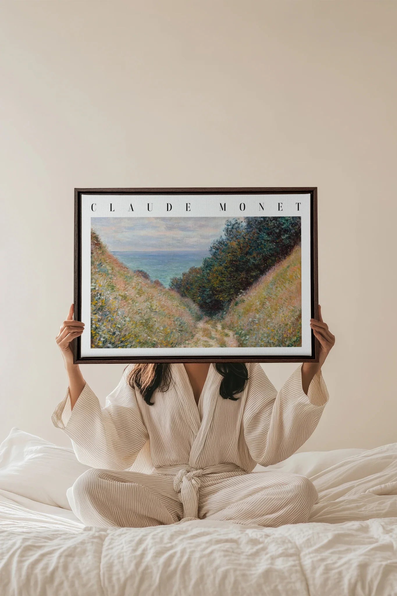 HERBE SALÉES, Oeuvre sur toile étirée, encadré Brun Noyer