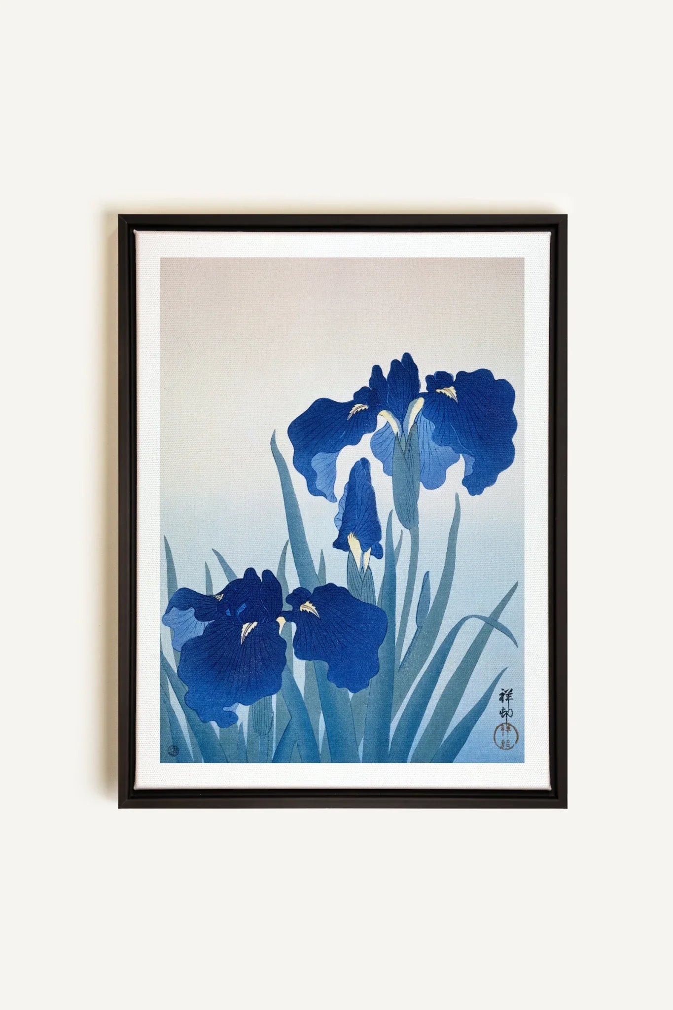 OLEKA CANVAS - IRIS FLOWERS, Oeuvre sur toile étirée, encadré Noir