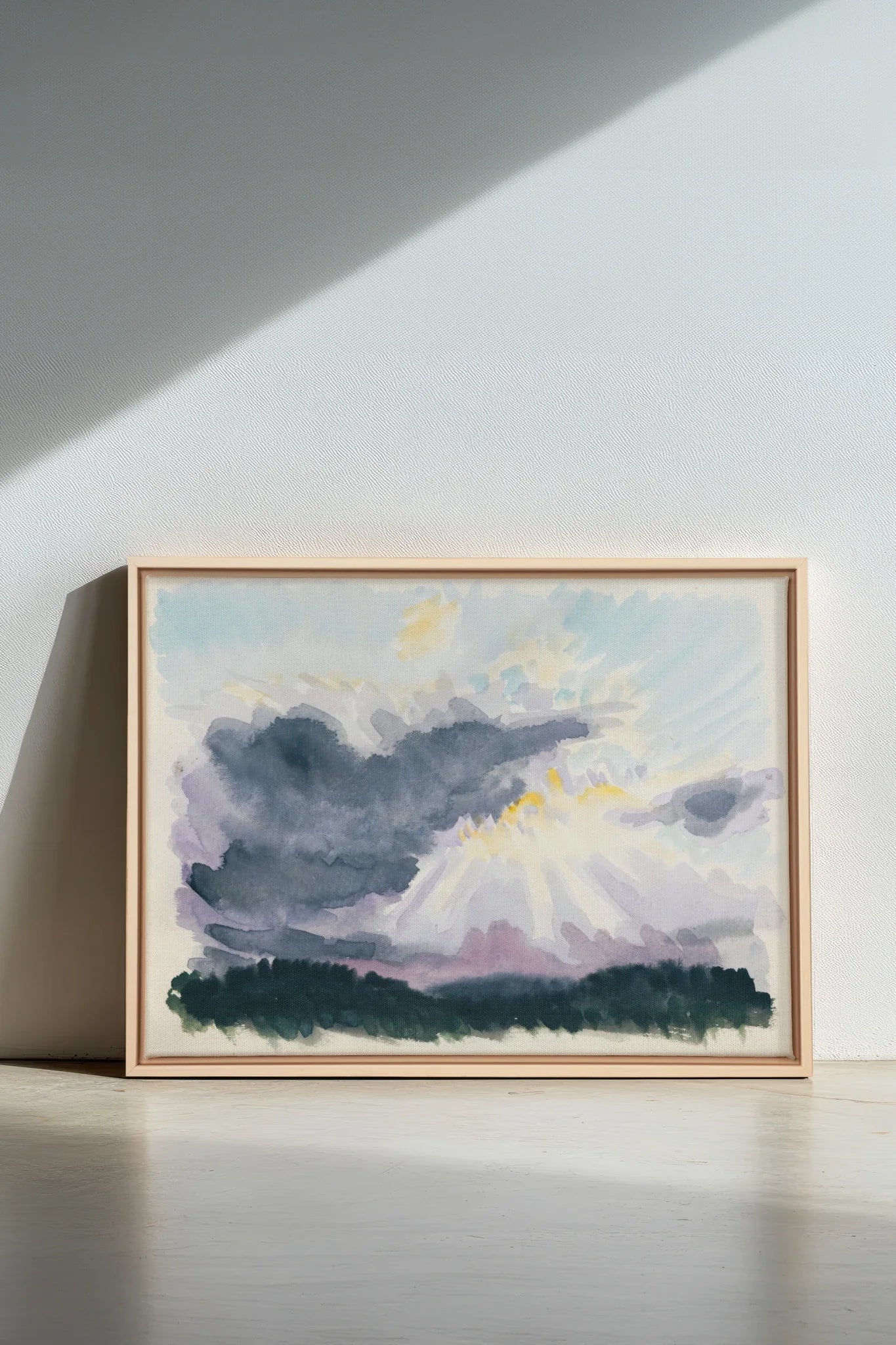 LAVENDER STORM, Oeuvre sur toile étirée, encadré Naturel Clair