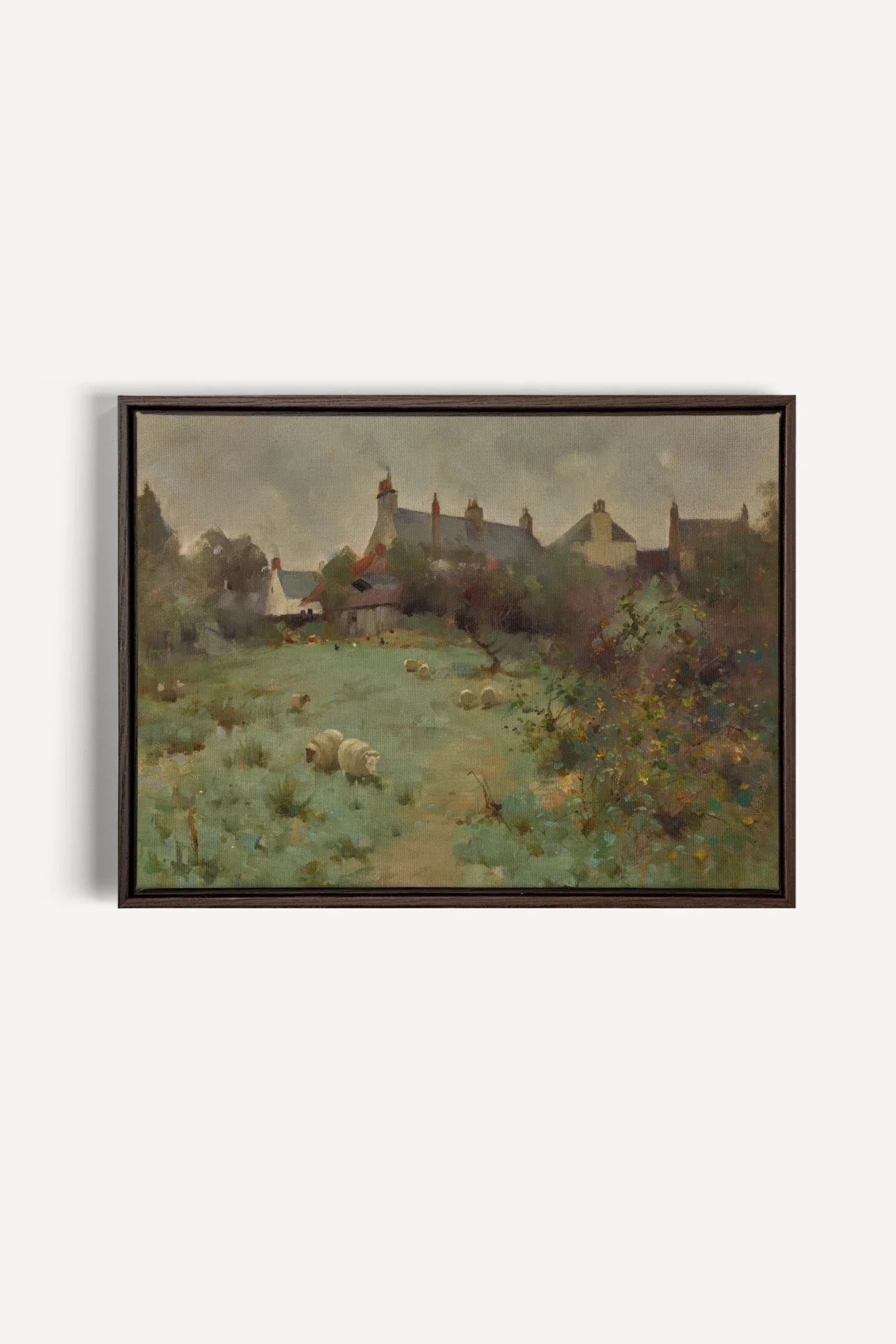 LE JARDIN DES PRÉS, Oeuvre sur toile étirée, encadré Brun Noyer