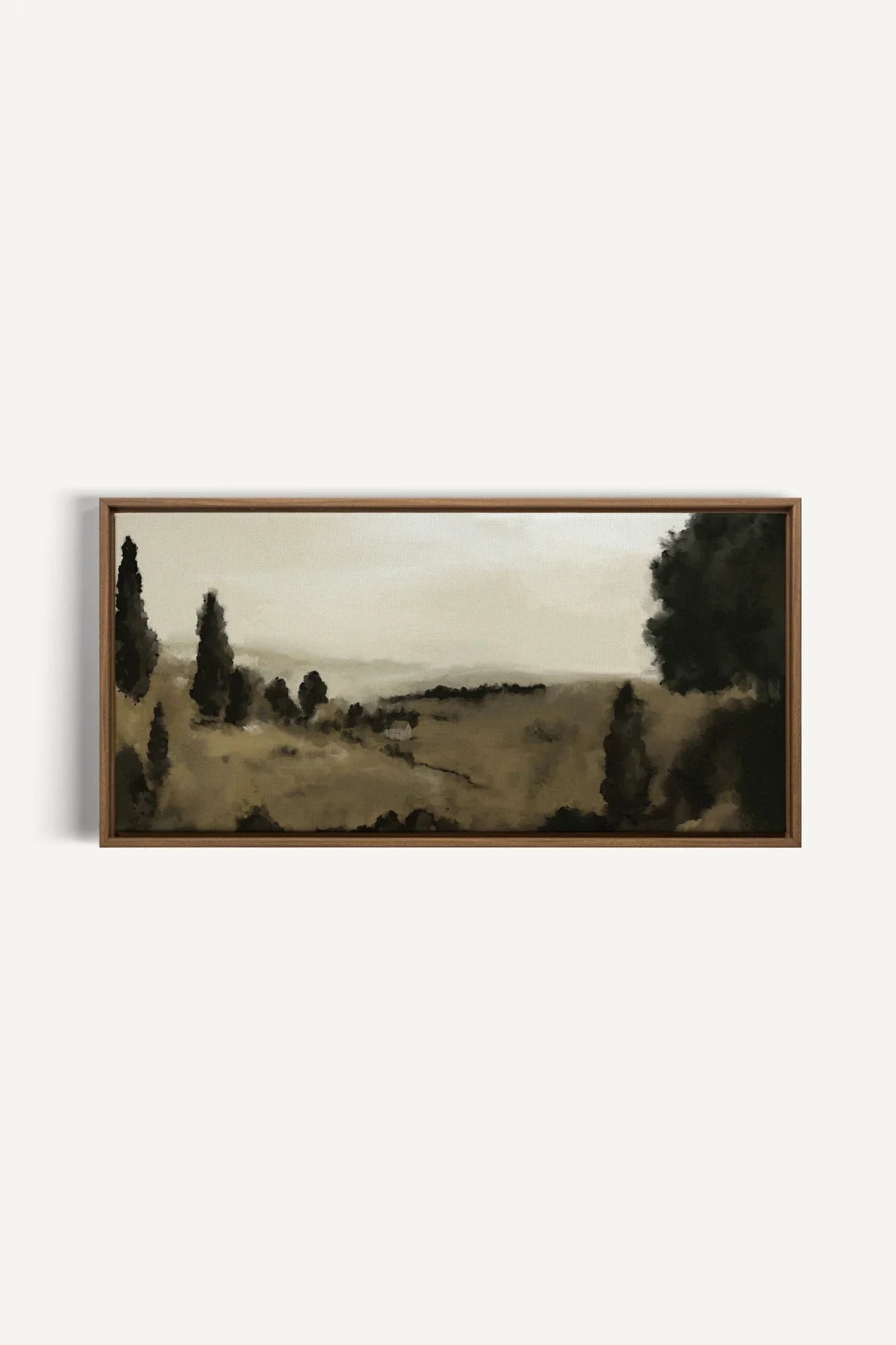 LES COLLINES SILENCIEUSES, Oeuvre sur toile étirée, encadré Brun Chêne