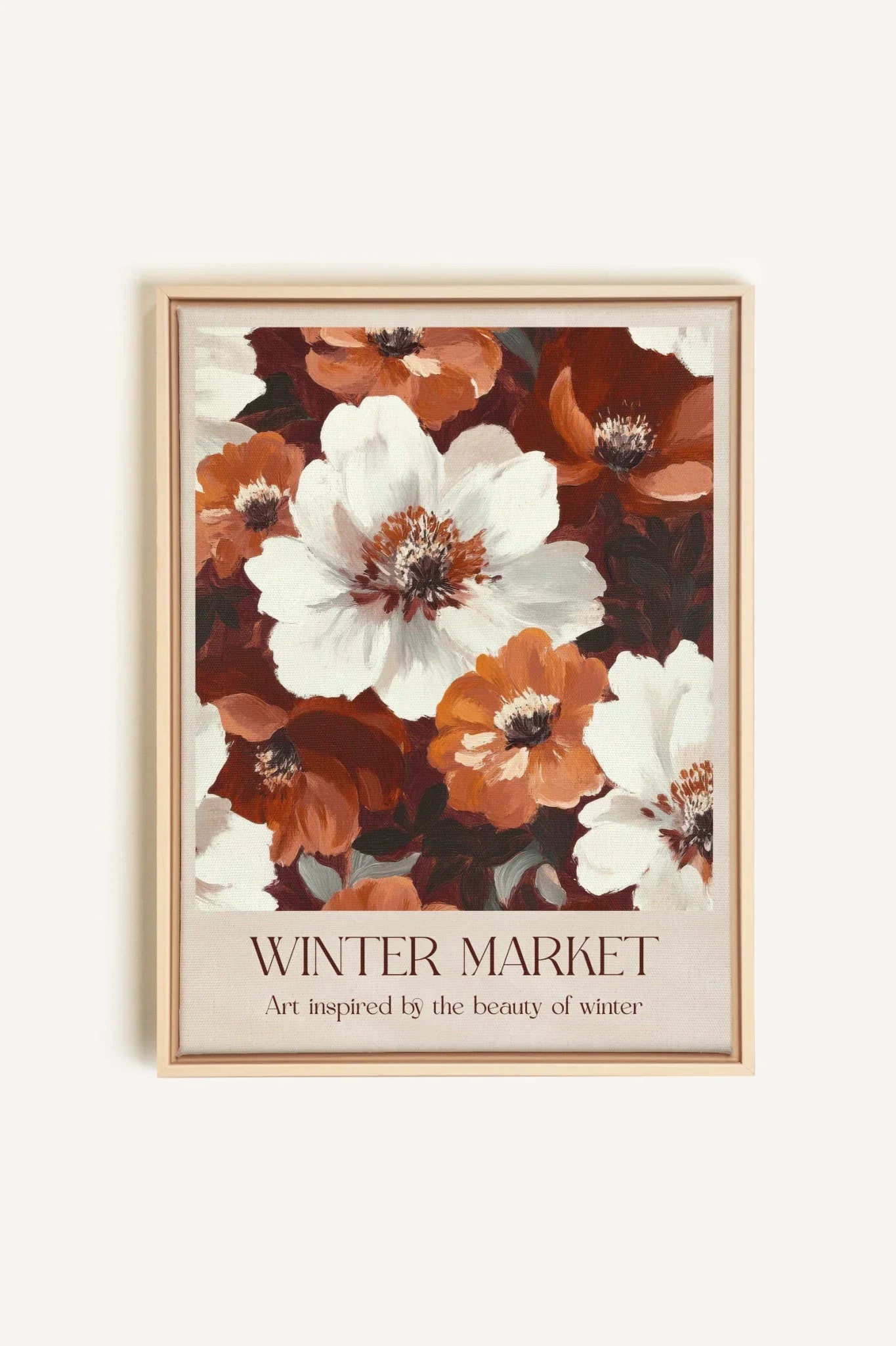 OLEKA CANVAS - MARCHÉ HIVERNAL I, Oeuvre sur toile étirée, encadré Naturel Clair