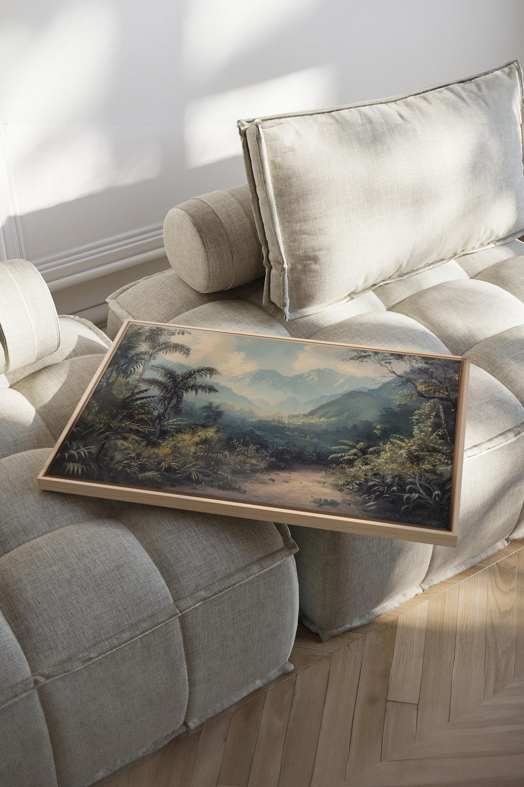 GOLDEN REALM, Oeuvre sur toile étirée, encadré Naturel Clair