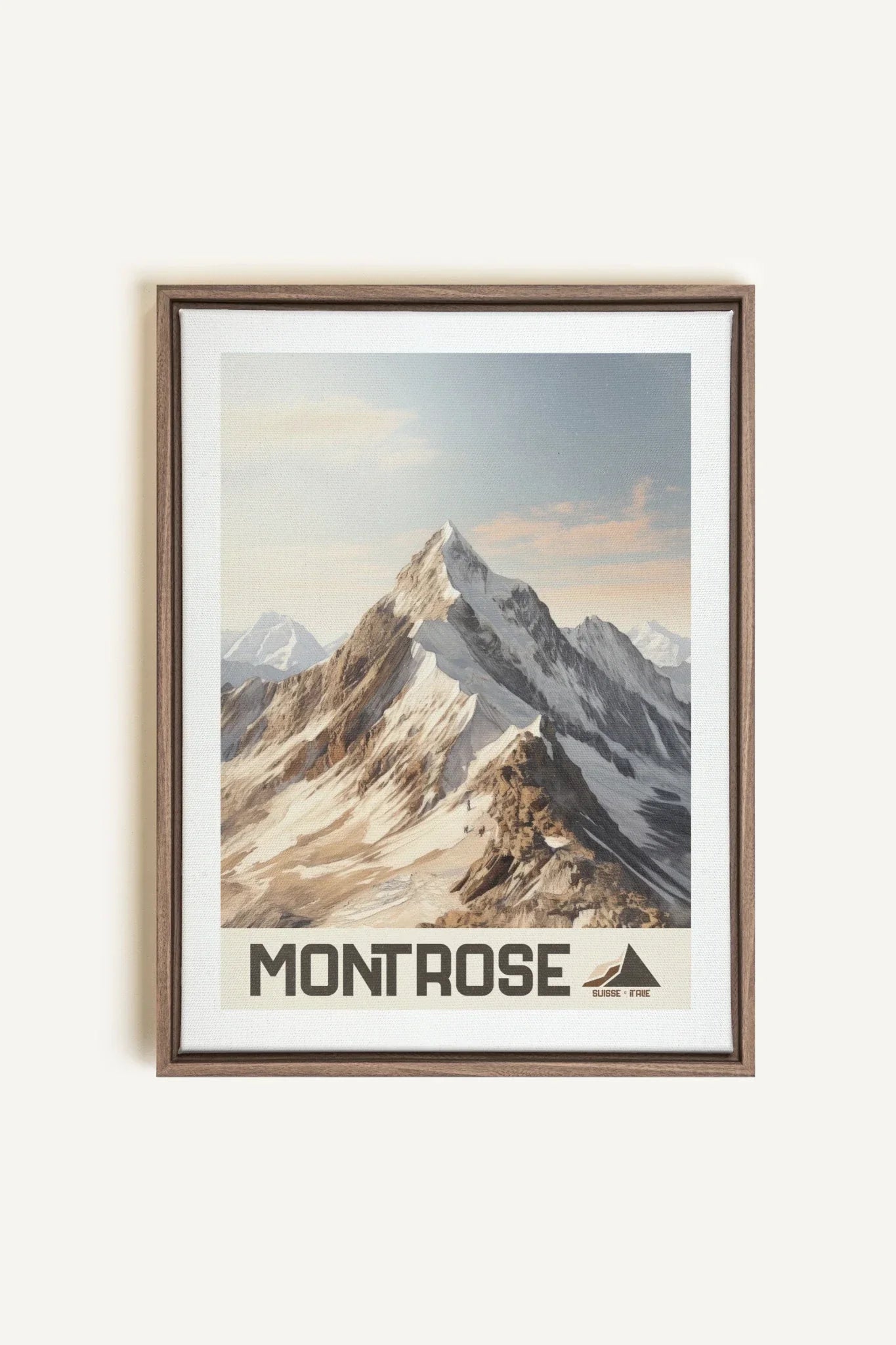 OLEKA CANVAS - MONT ROSE, Oeuvre sur toile étirée, encadré Brun Chêne