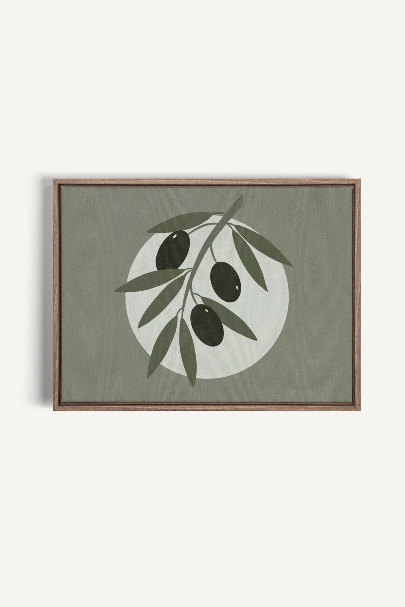 OLEKA CANVAS - OLIVE MOON, Oeuvre sur toile étirée, encadré Brun Chêne