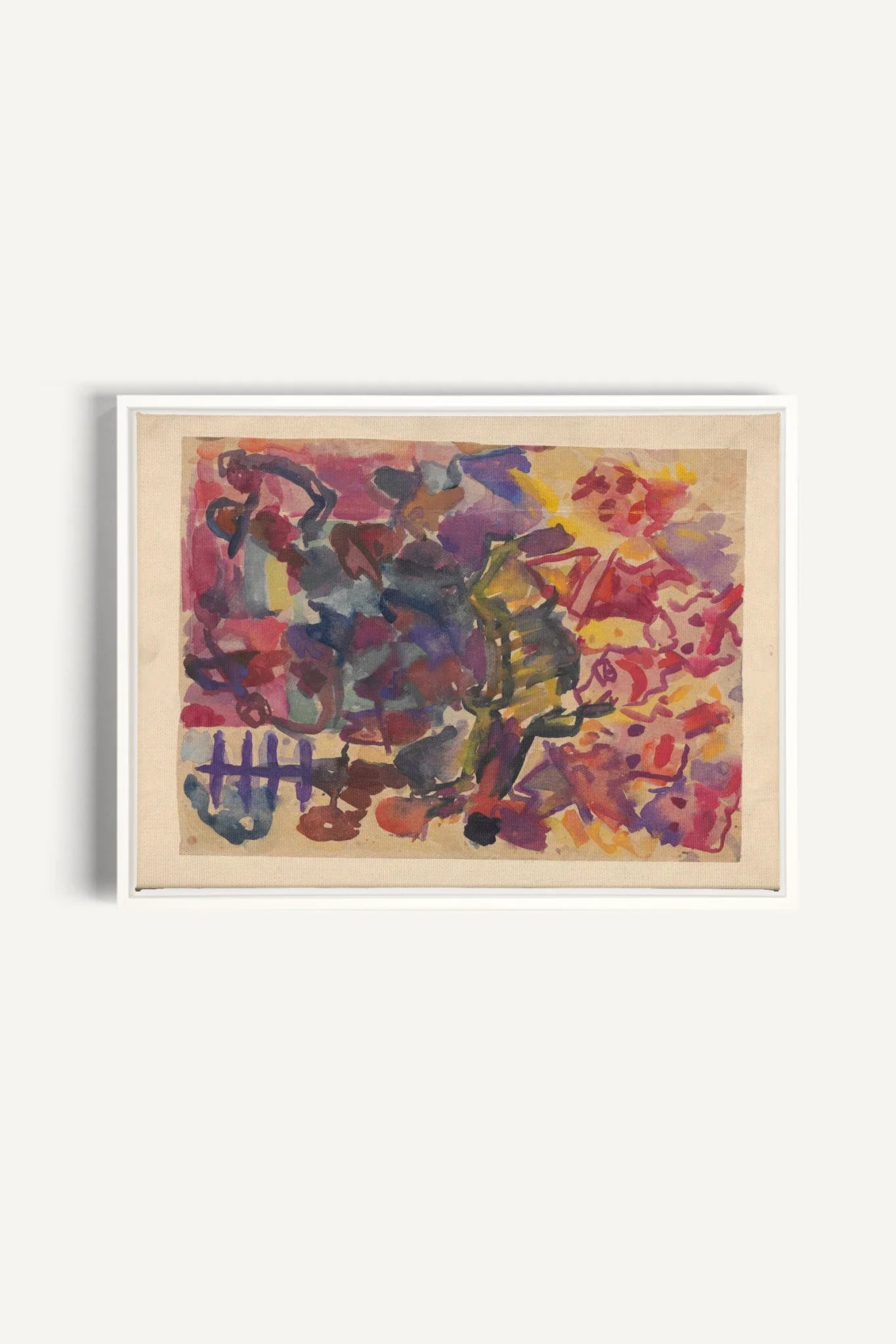 PAINTED PULSE, Work on stretched canvas, framed White