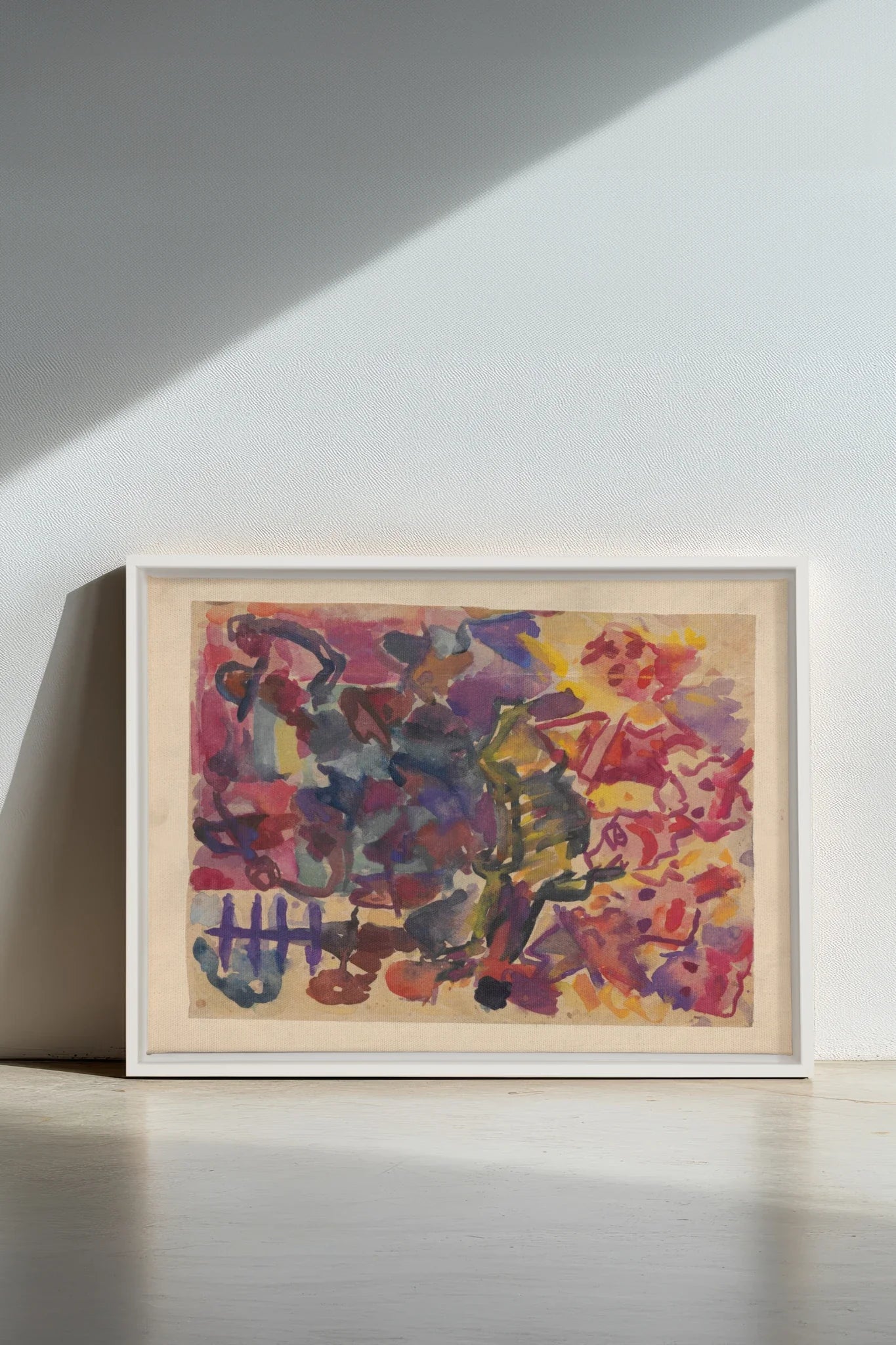PAINTED PULSE, Work on stretched canvas, framed White