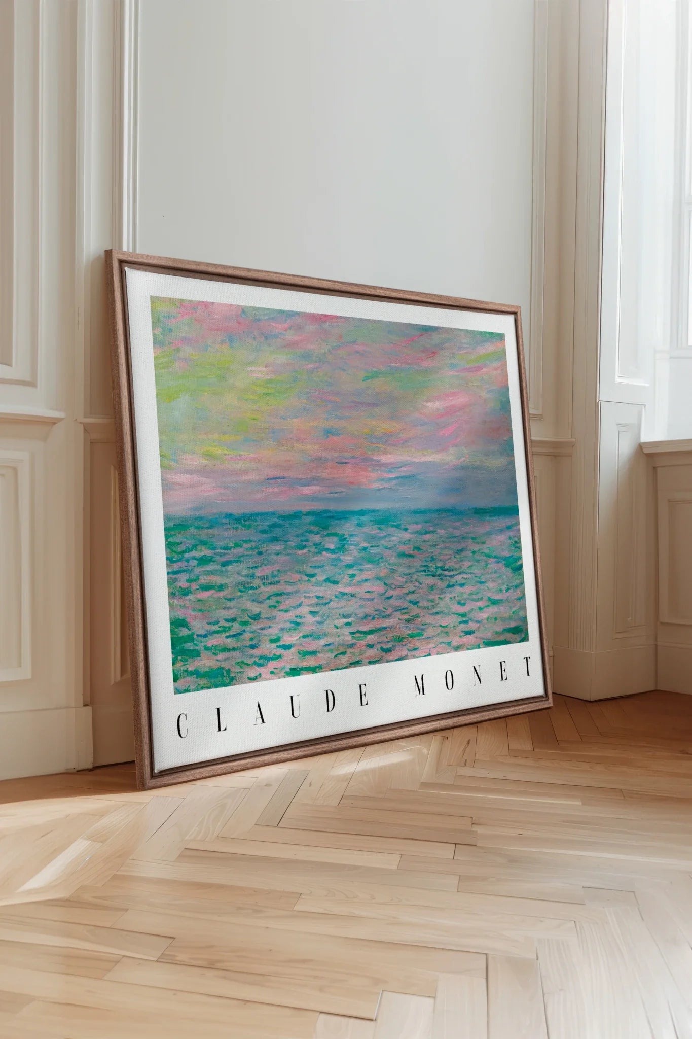 PASTEL WATERS, Oeuvre sur toile étirée, encadré Brun Chêne