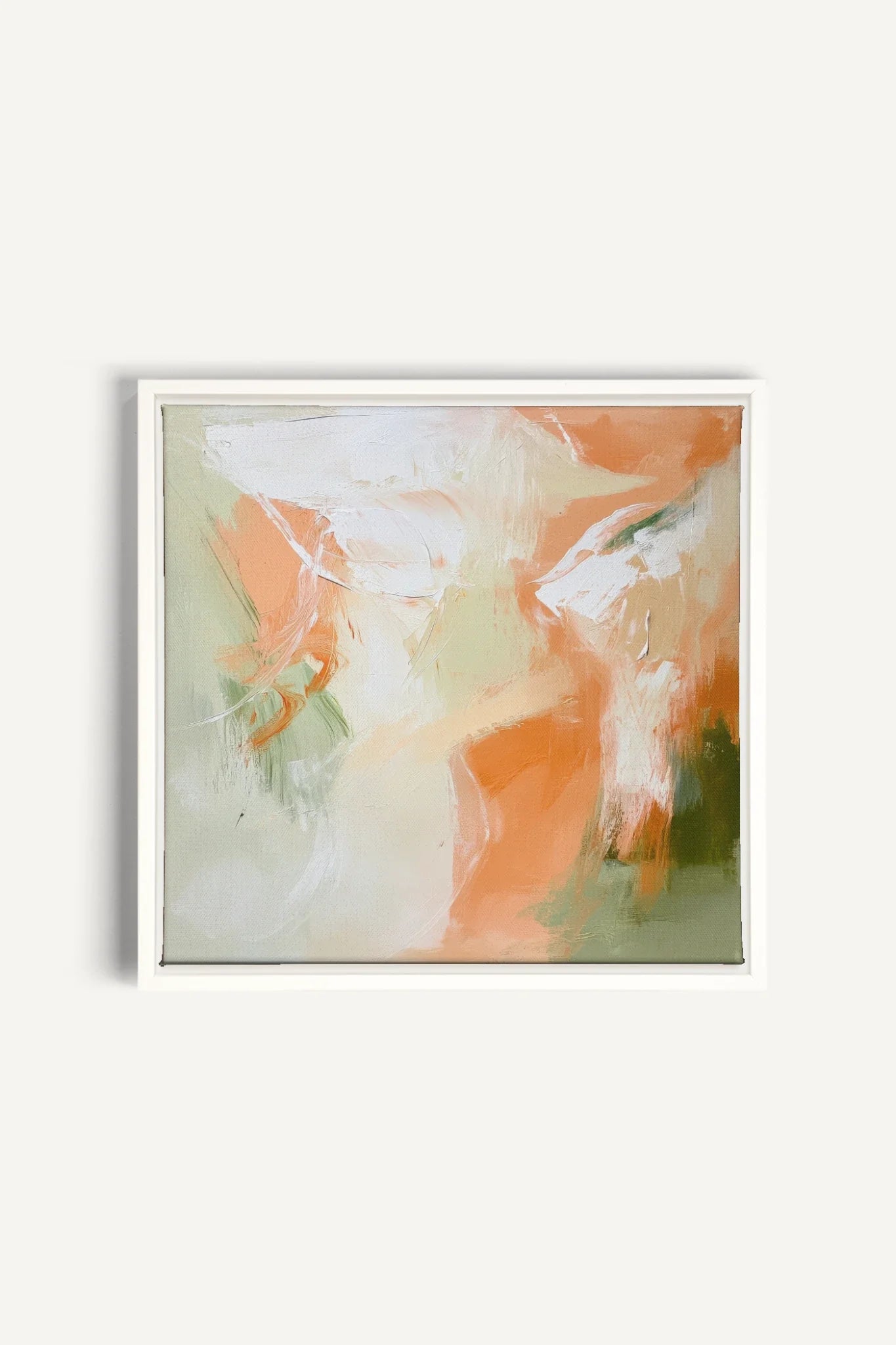 PEACHY FLOW, Artwork on stretched canvas, framed in white