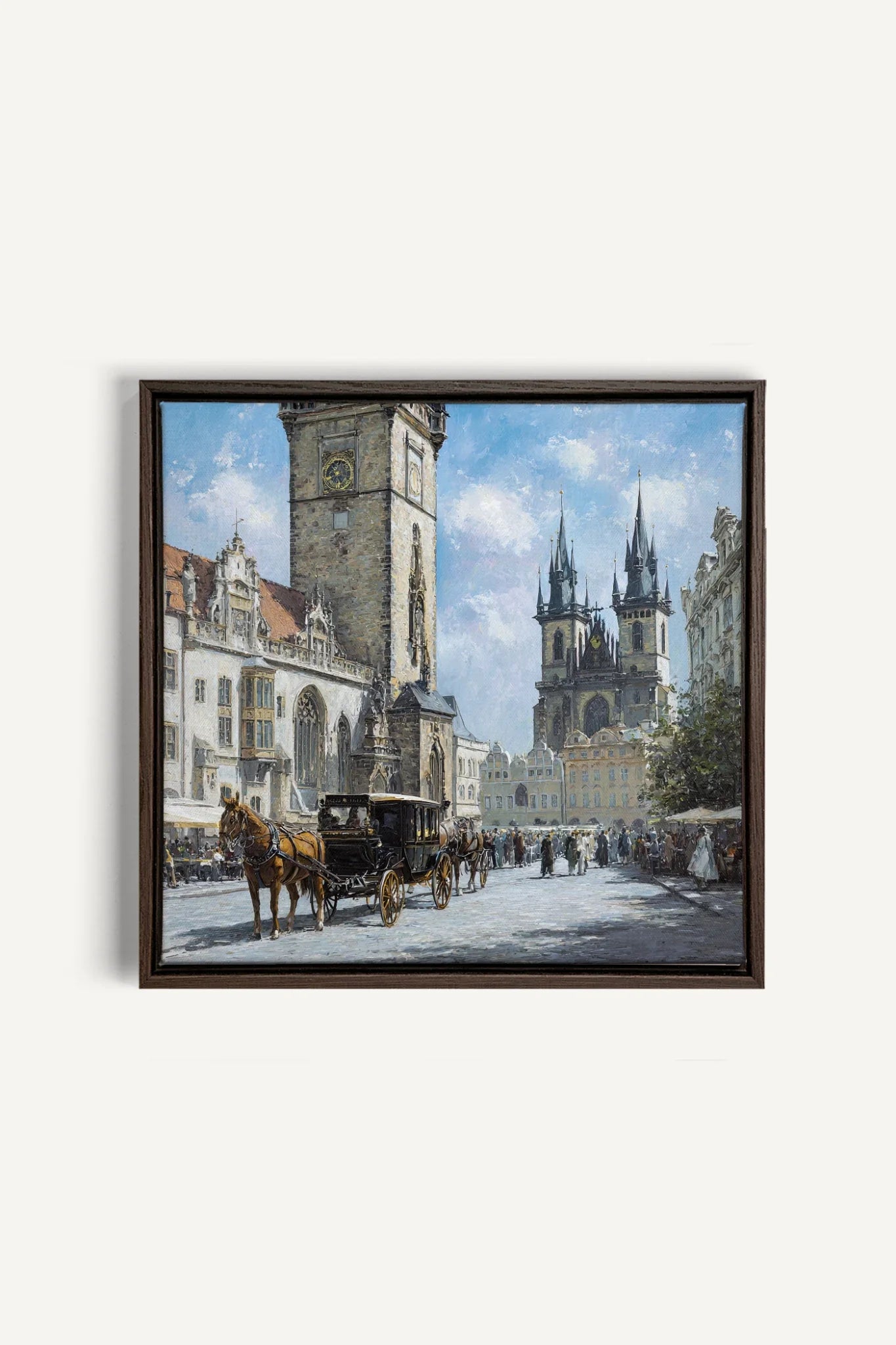PLACE DU TEMPS, Oeuvre sur toile étirée, encadré Brun Noyer