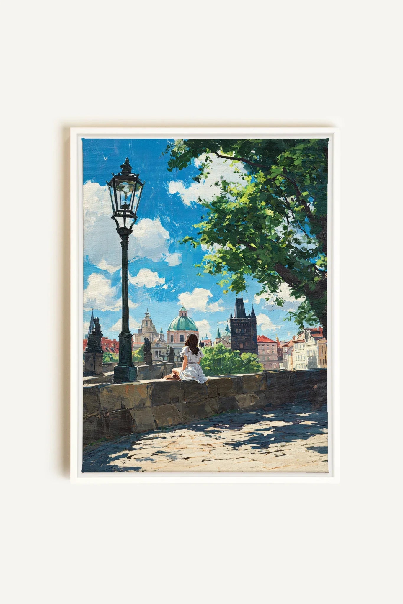 PRAGUE REVERIE, Oeuvre sur toile étirée, encadré Blanc