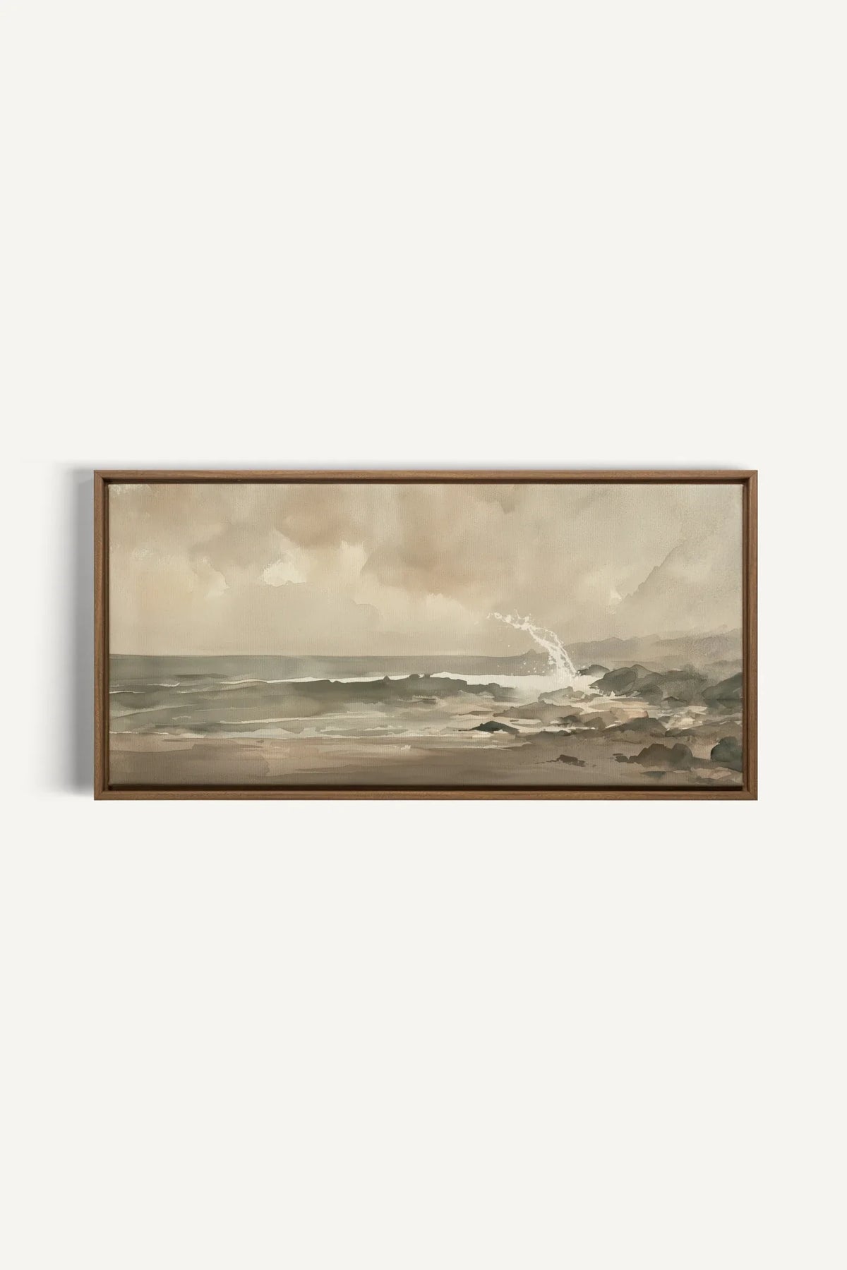 QUIET TIDE toile étirée encadré brun chêne
