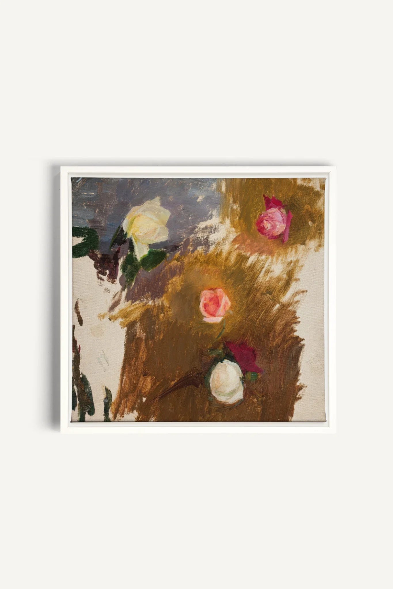 RAW FLORALS, Oeuvre sur toile étirée, encadré Blanc