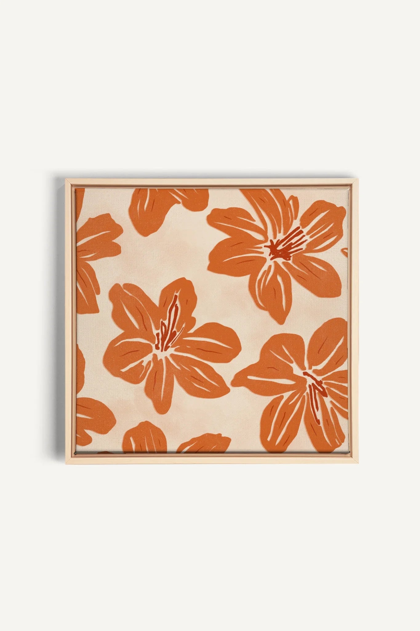 RAYON FLORAL, Oeuvre sur toile étirée, encadré Naturel Clair