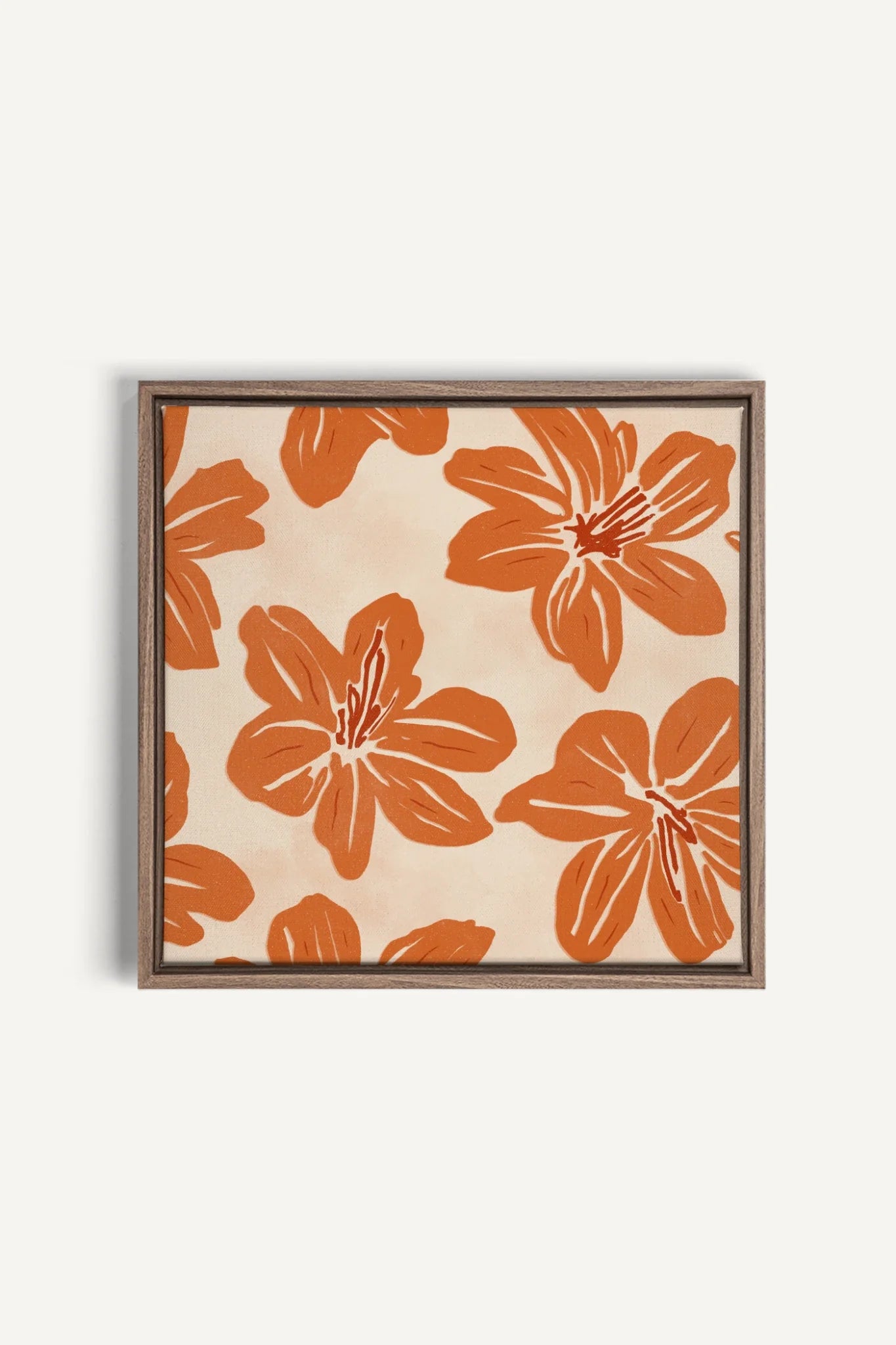 RAYON FLORAL, Oeuvre sur toile étirée, encadré Brun Chêne
