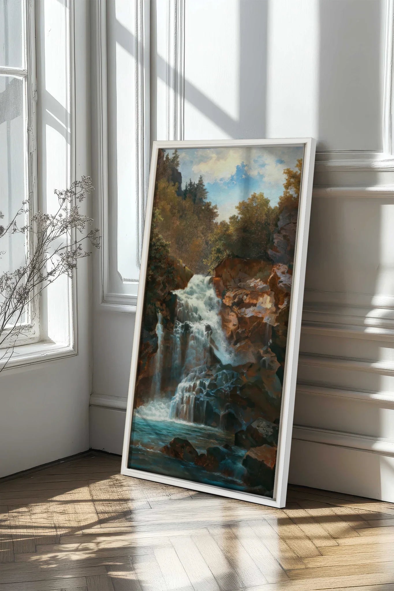 RIVERFIRE, Oeuvre sur toile étirée, encadré Blanc