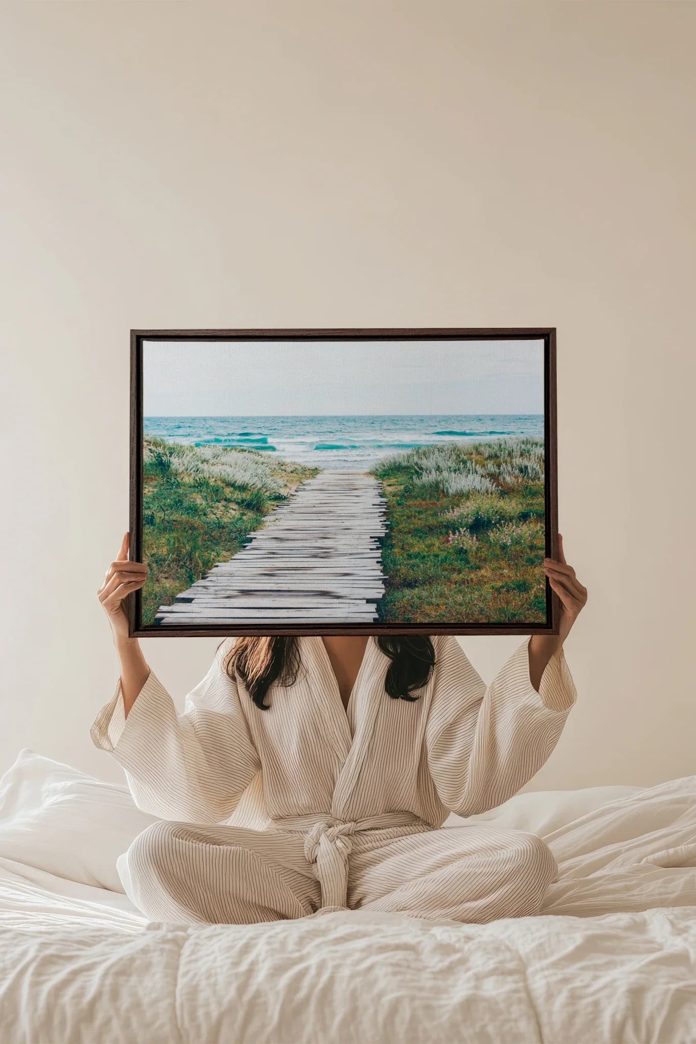 SALT AIR, Oeuvre sur toile étirée, encadré Brun Noyer