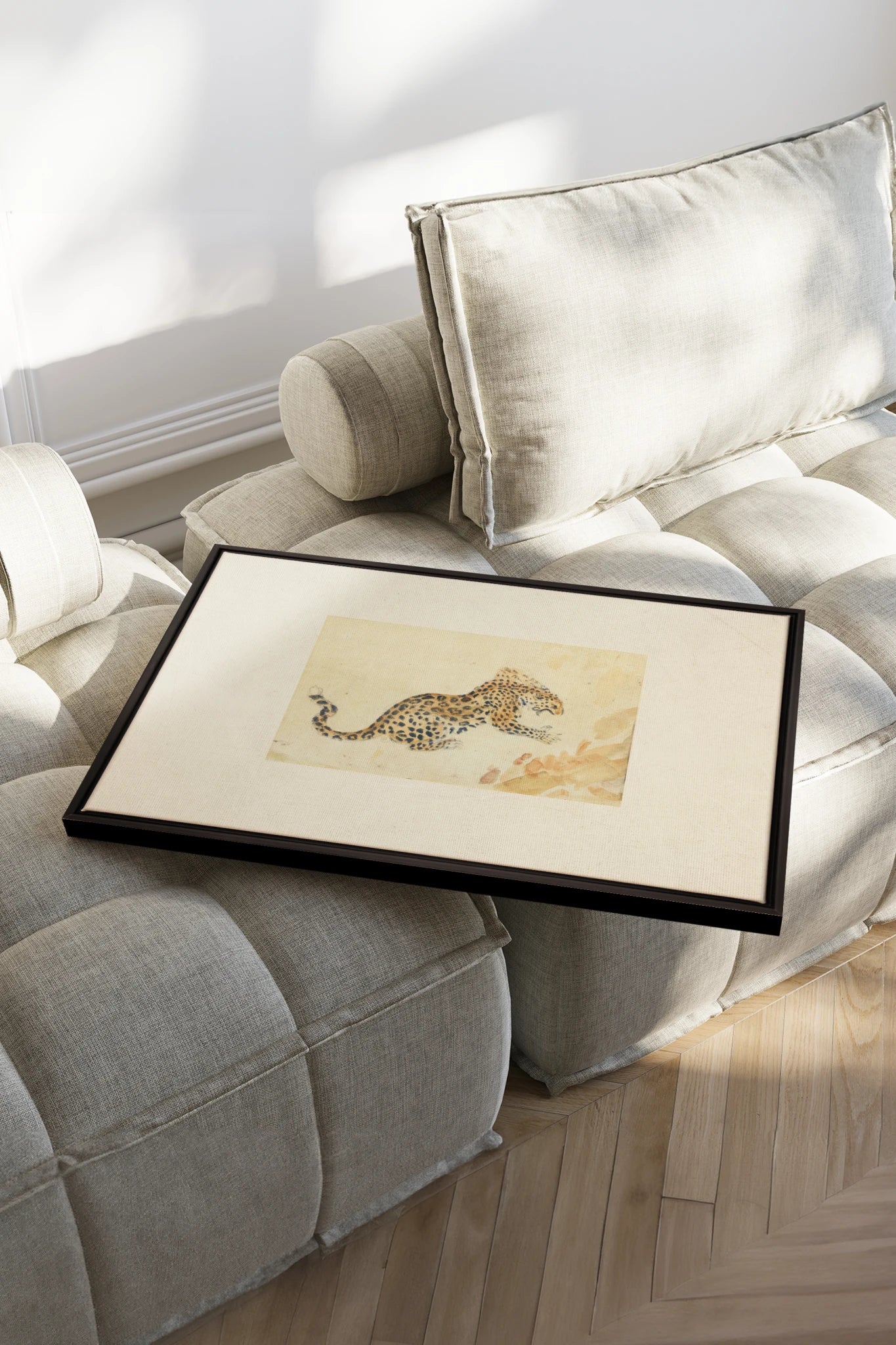 SAVANNA FLECKS, Oeuvre sur toile étirée, encadré Noir
