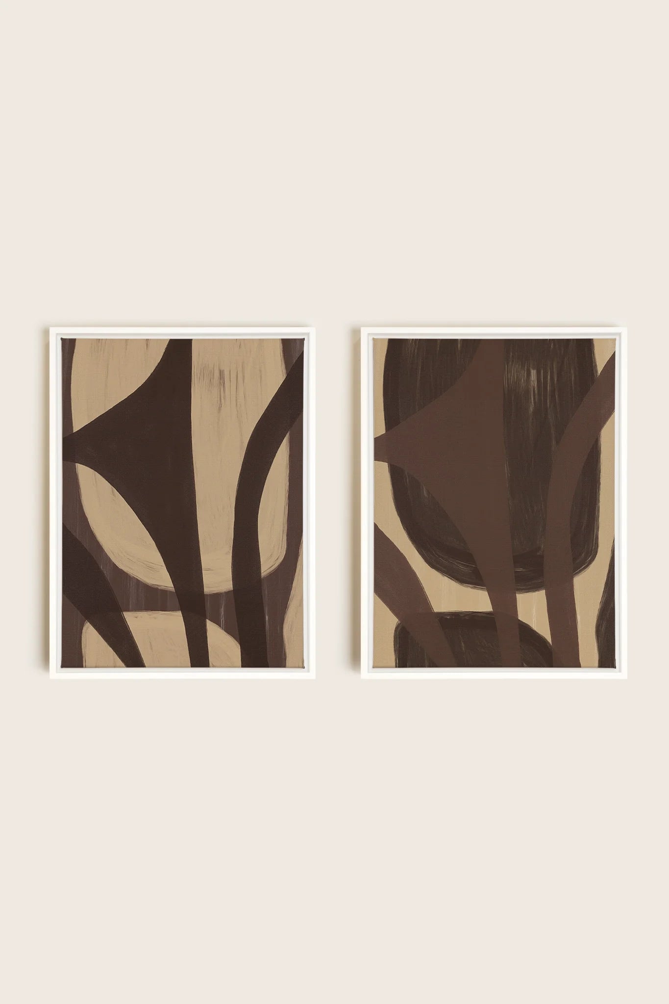 SOFT PATHWAYS DUO, Artwork on stretched canvas, framed in white