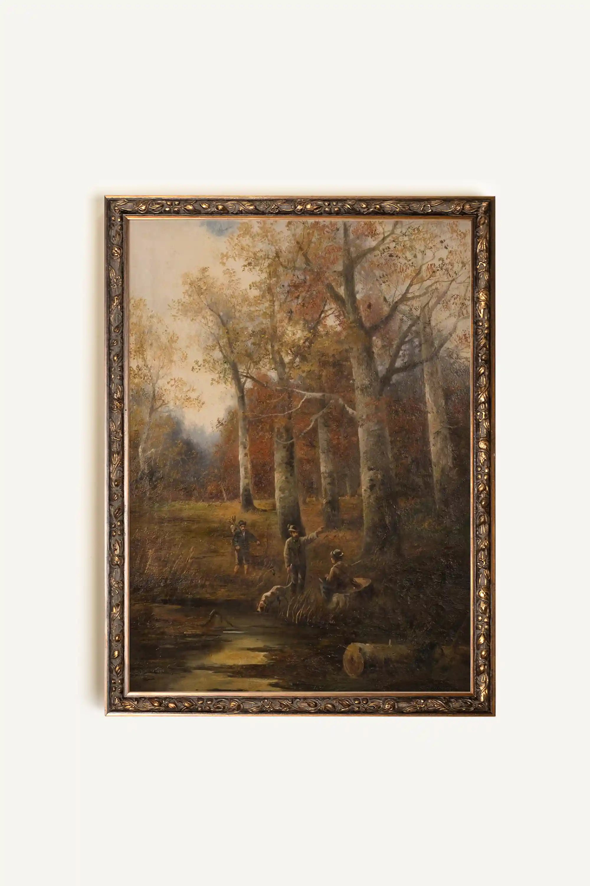 SOUS LES ARBRES DORÉS, Artwork on rigid canvas, framed in Vintage Bronze