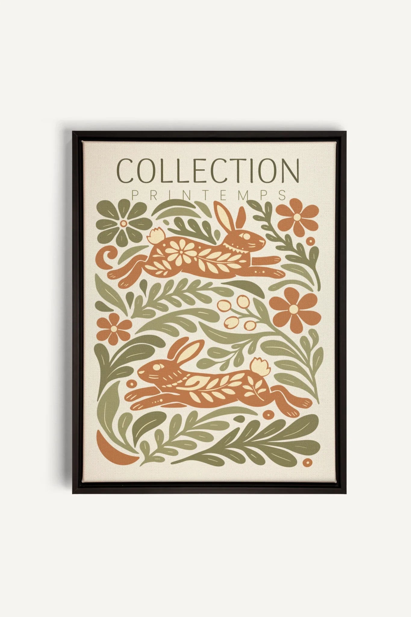 SPRING RABBITS, Oeuvre sur toile étirée, encadré Noir