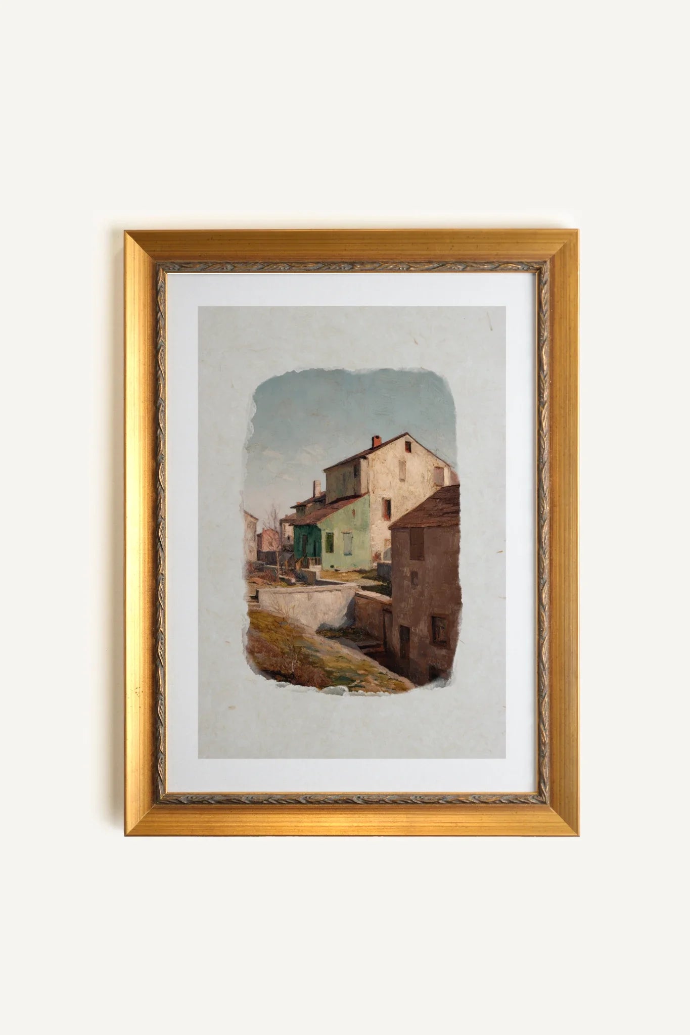 SUNLIT WALLS, Oeuvre sur toile rigide, encadré Vintage Or