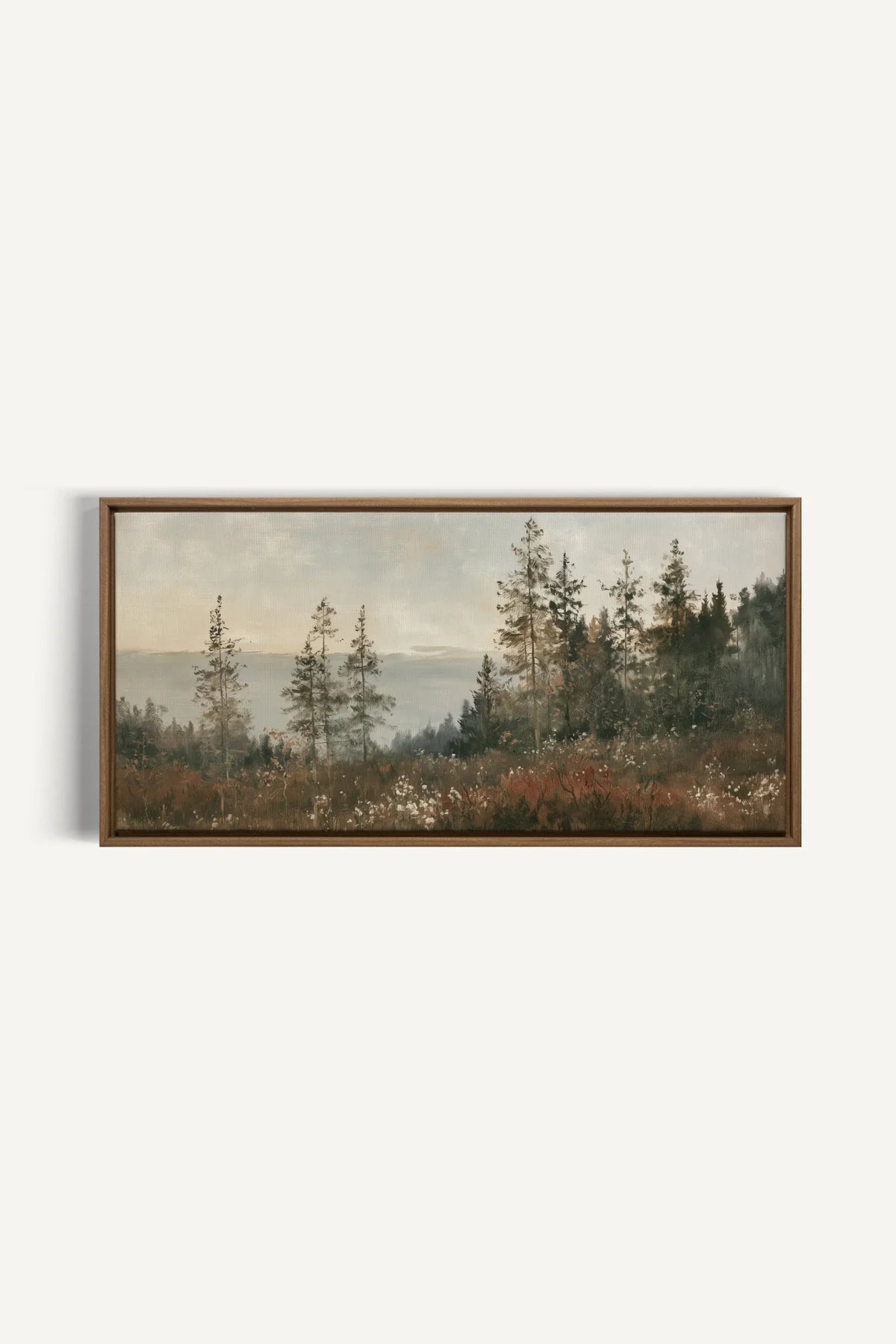 THE PROMISE OF PINES toile étirée encadré brun chêne