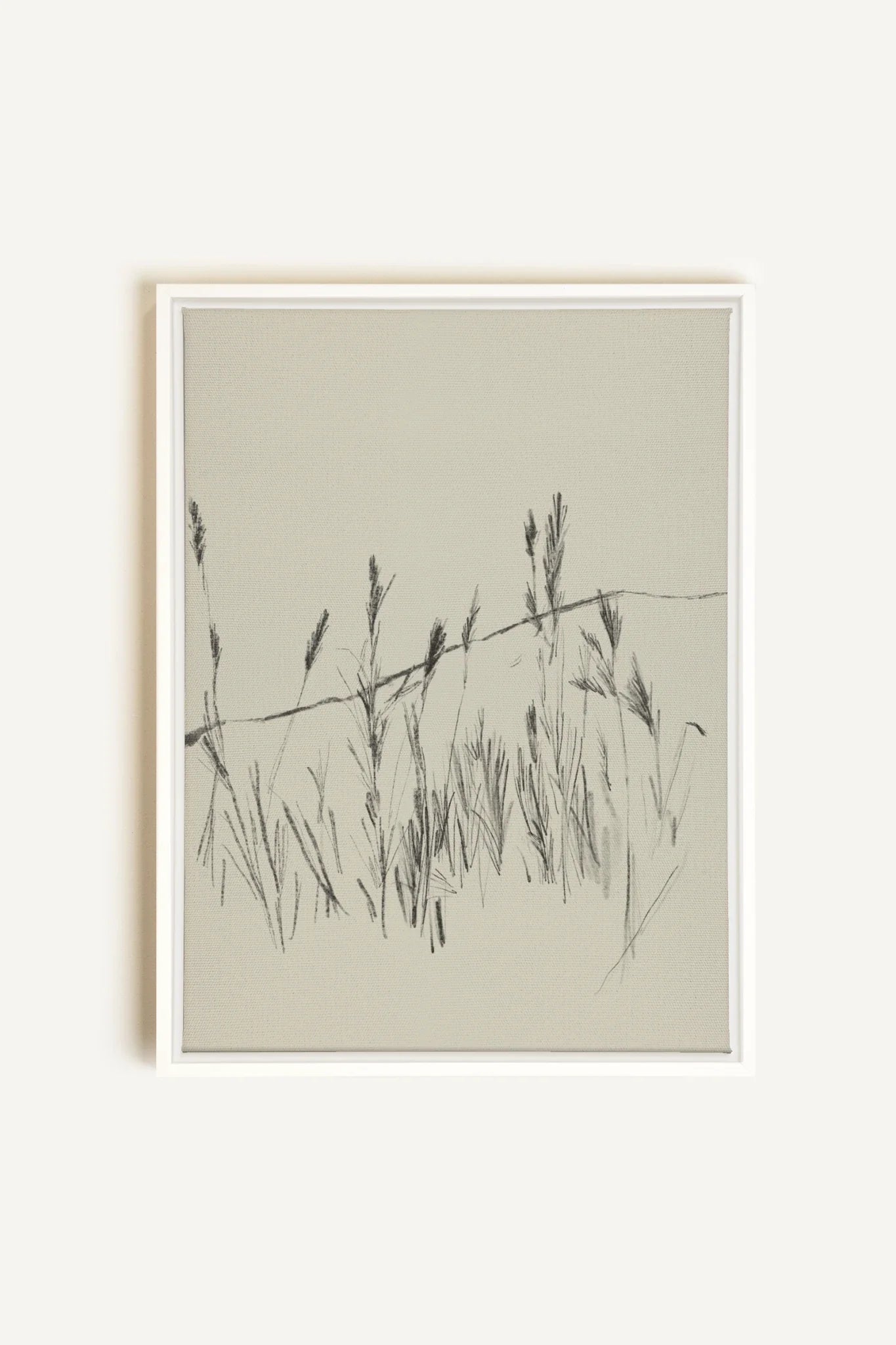 TIGES AUX VENT, Oeuvre sur toile étirée, encadré Blanc