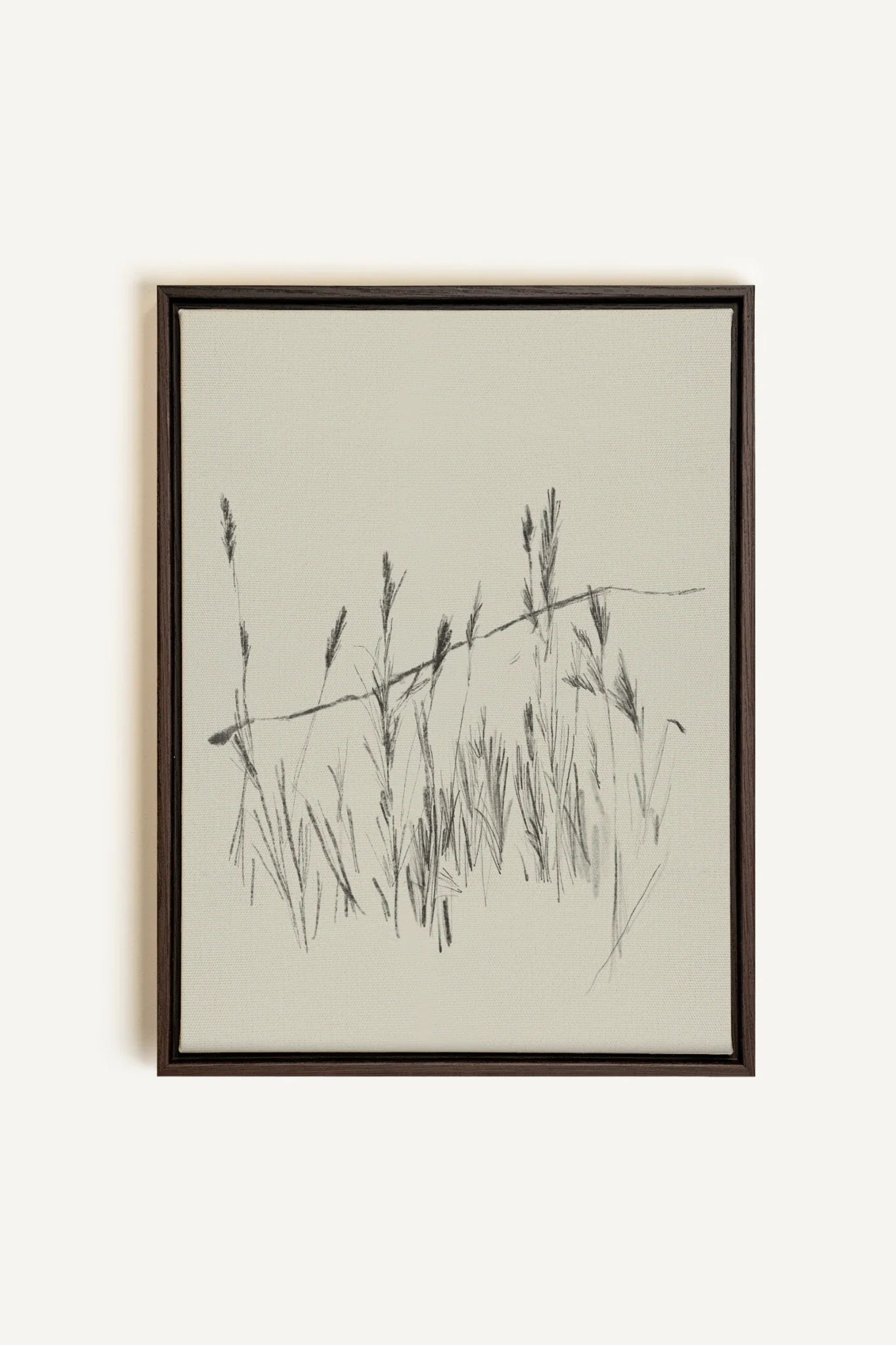 TIGES AUX VENT, Oeuvre sur toile étirée, encadré Brun Noyer