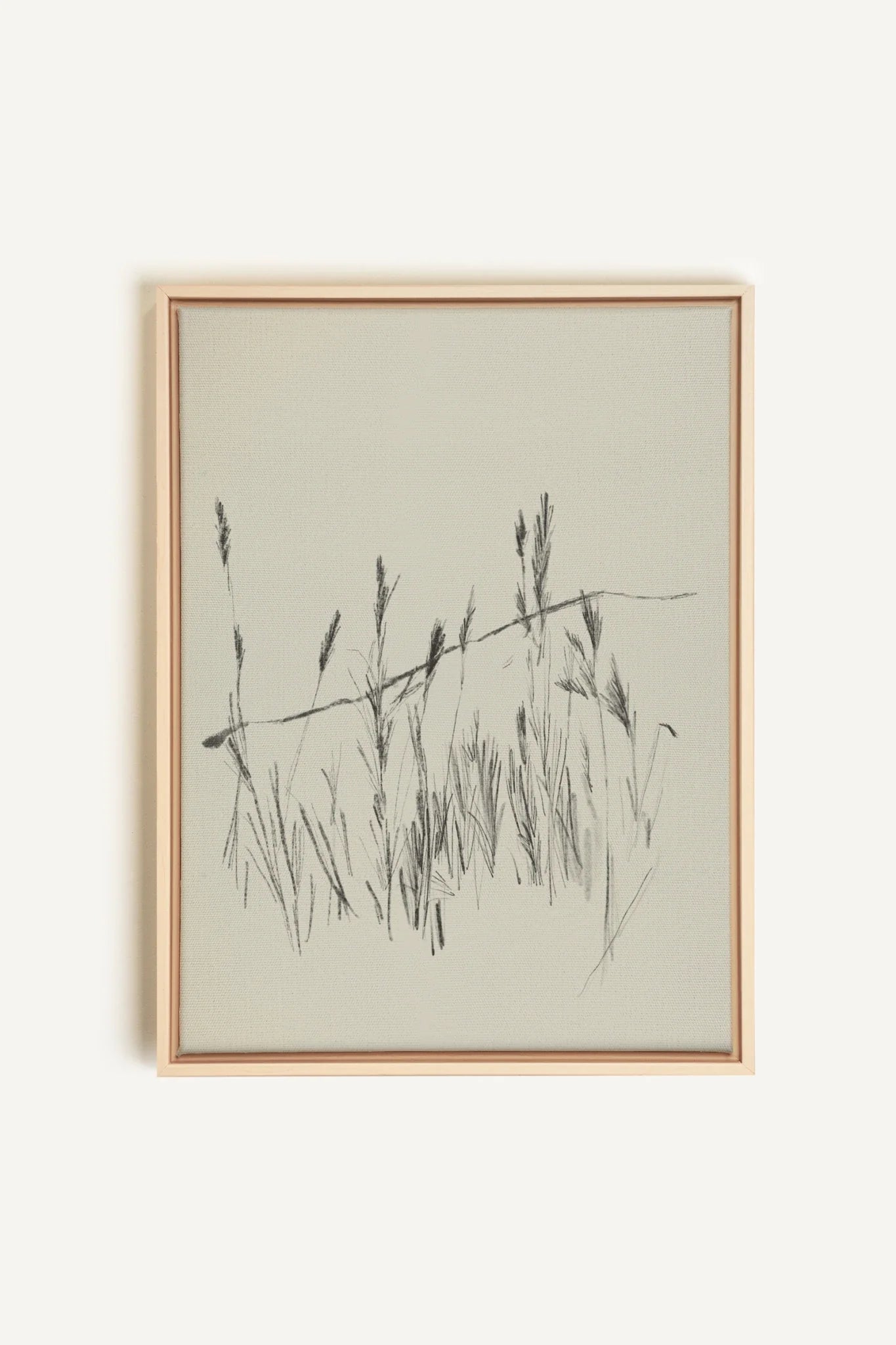 TIGES AUX VENT, Oeuvre sur toile étirée, encadré Naturel Clair