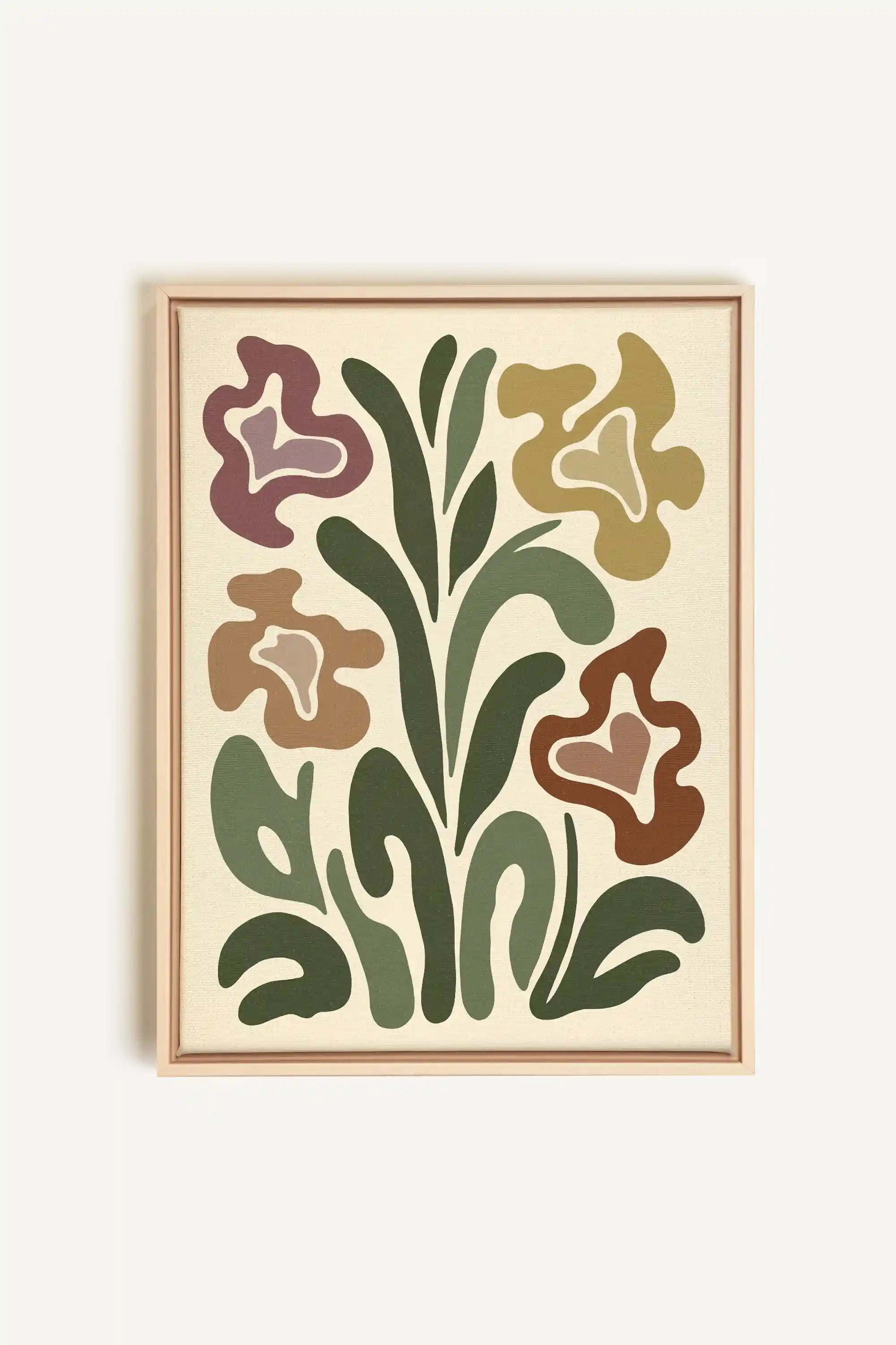 TRIPPY BOTANICALS, Oeuvre sur toile étirée, encadré Naturel Clair