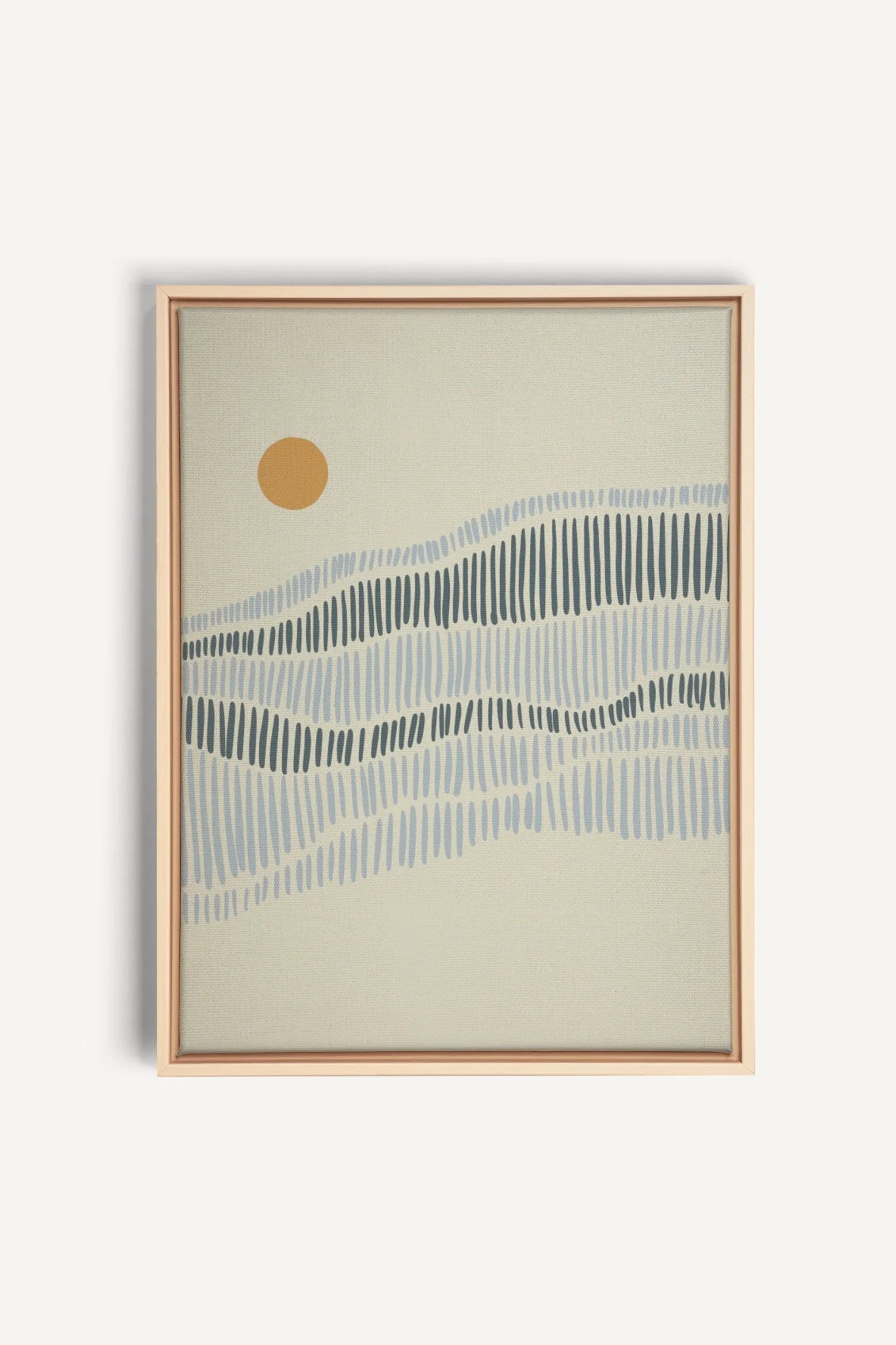 VAGUES, Oeuvre sur toile étirée, encadré Naturel Clair