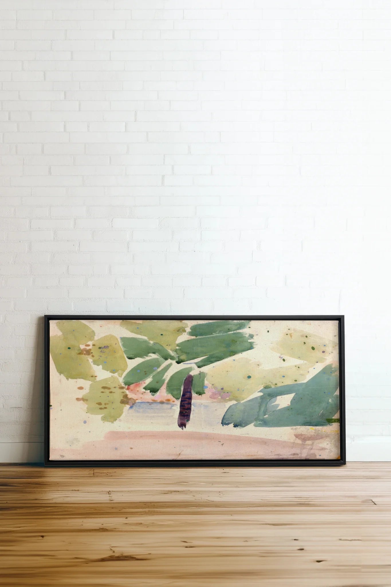 VERT NOMADE, Oeuvre sur toile étirée, encadré Noir