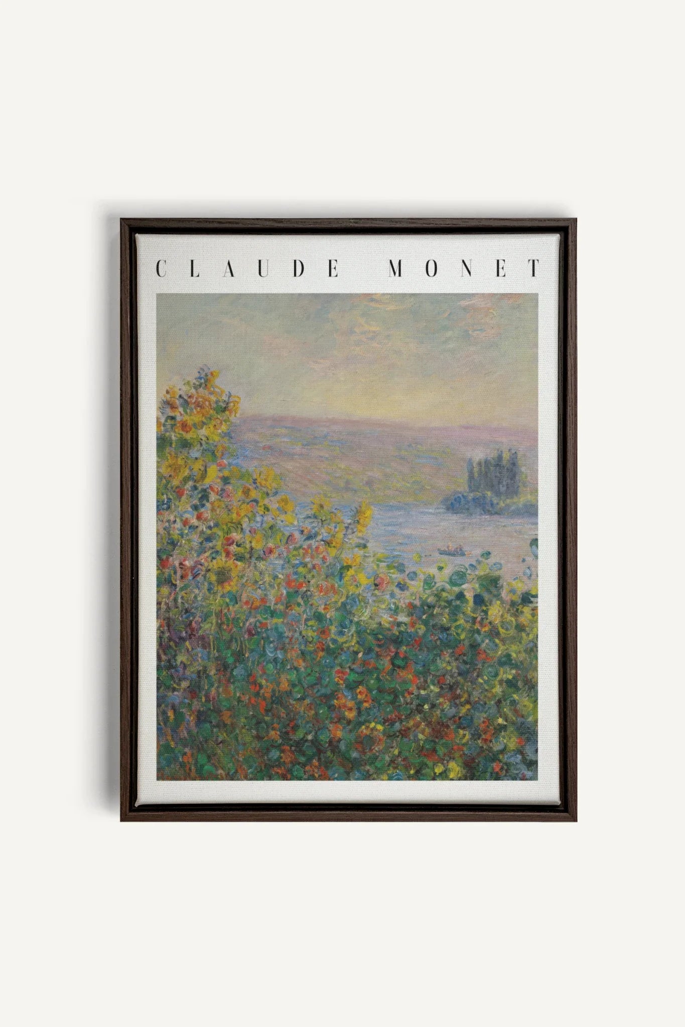 VUE DE JARDIN, Oeuvre sur toile étirée, encadré Brun Noyer