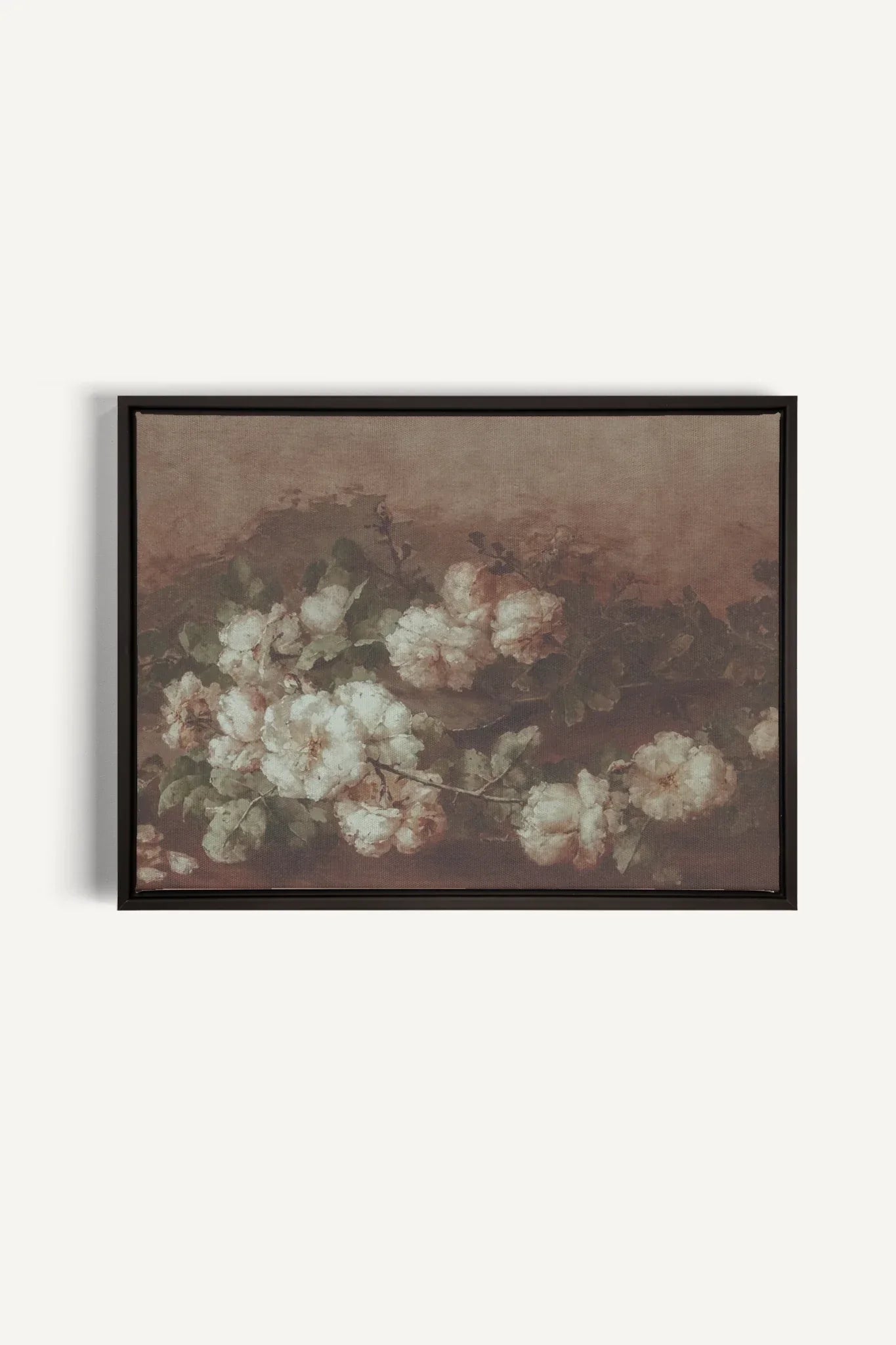 OLEKA CANVAS - WHITE PEONY, Oeuvre sur toile étirée, encadré Noir
