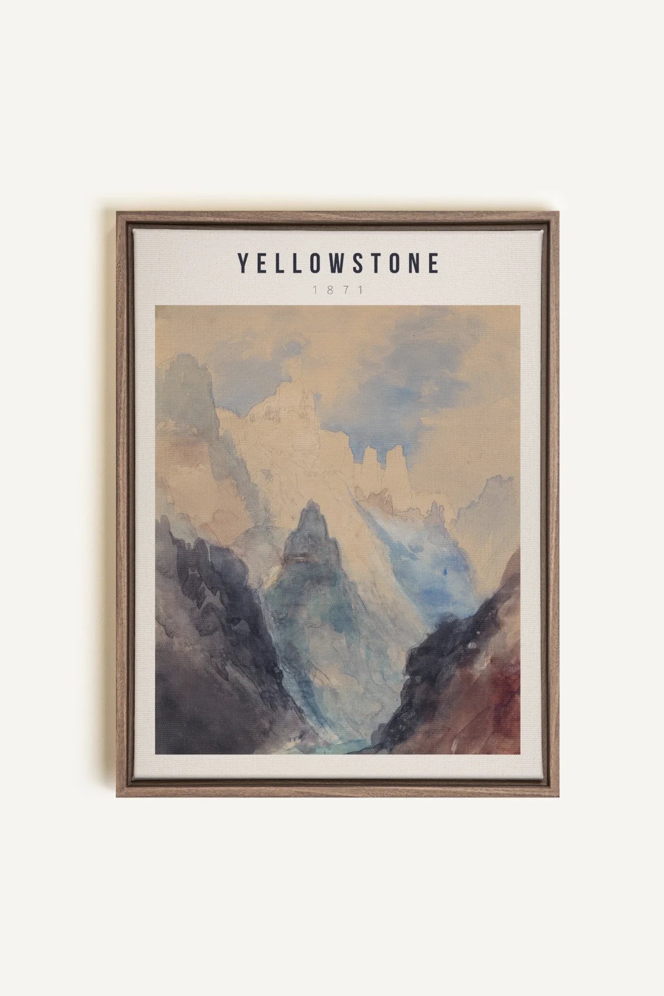 YELLOWSTONE, Oeuvre sur toile étirée, encadré Brun Chêne