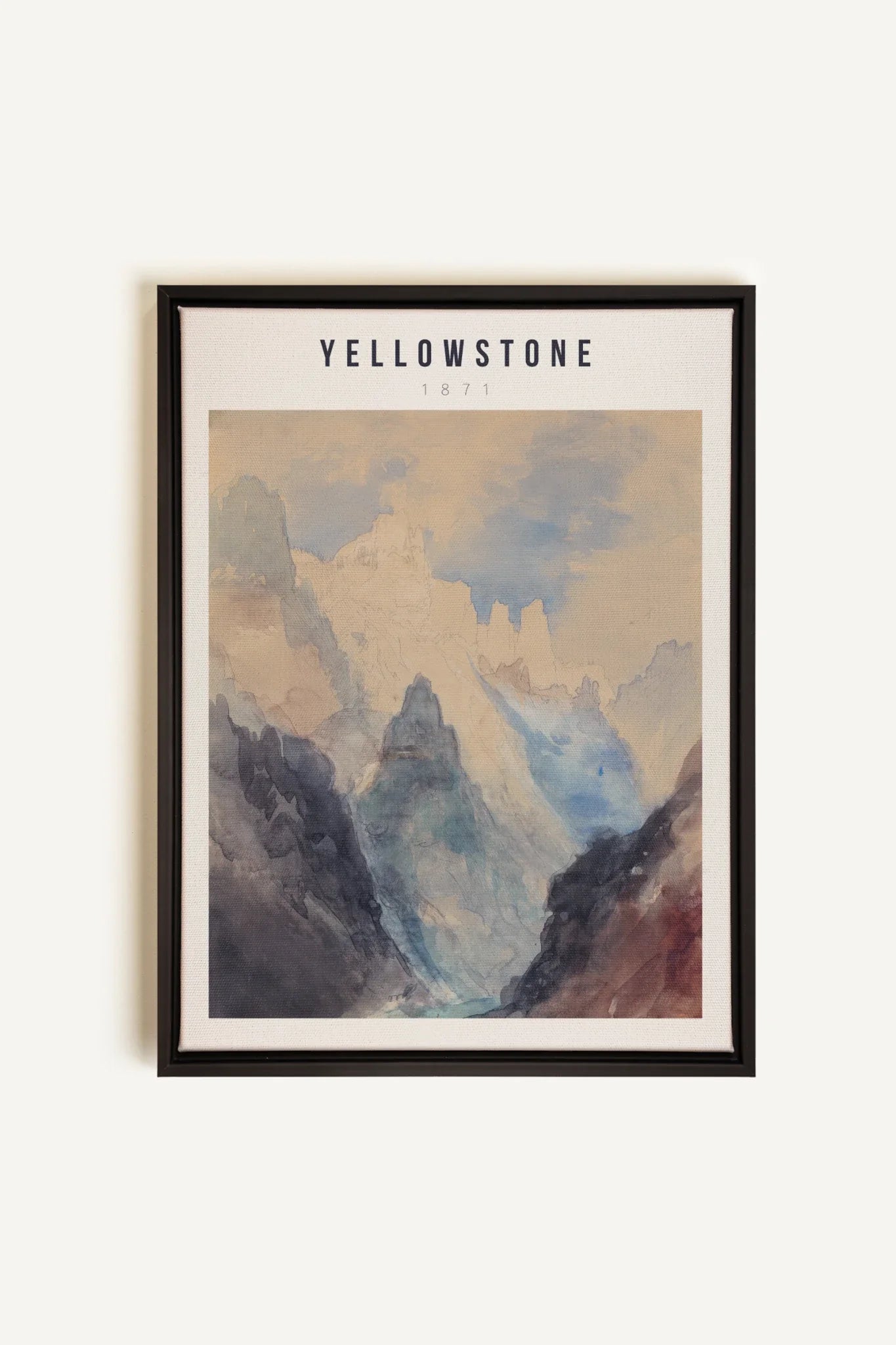 YELLOWSTONE, Oeuvre sur toile étirée, encadré Noir