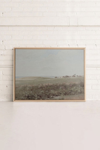 OLEKA CANVAS - MUTED GREEN MEADOW, Oeuvre sur toile étirée, encadré Naturel Clair